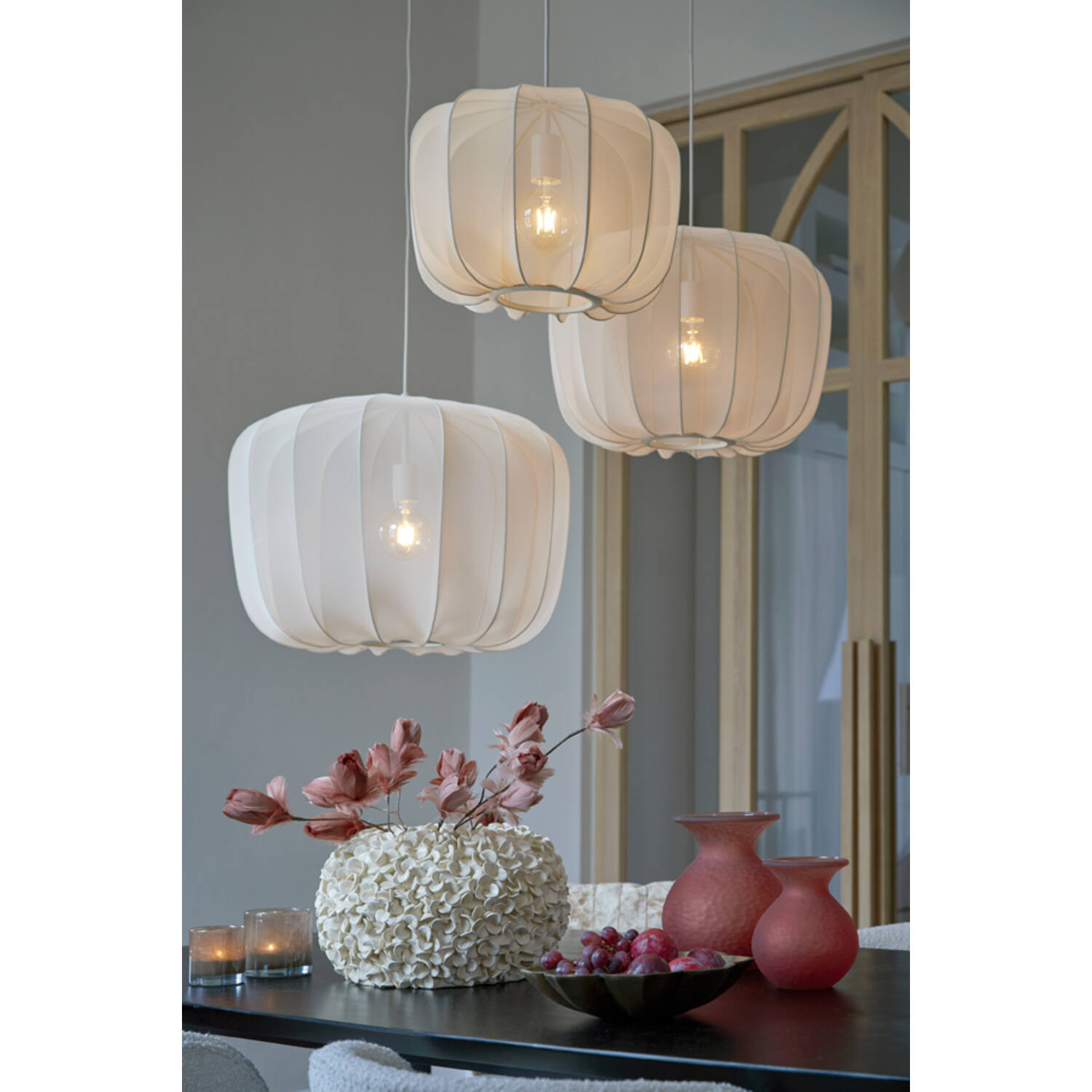 Hanging lamp Ø60x45 cm PLUMERIA sand