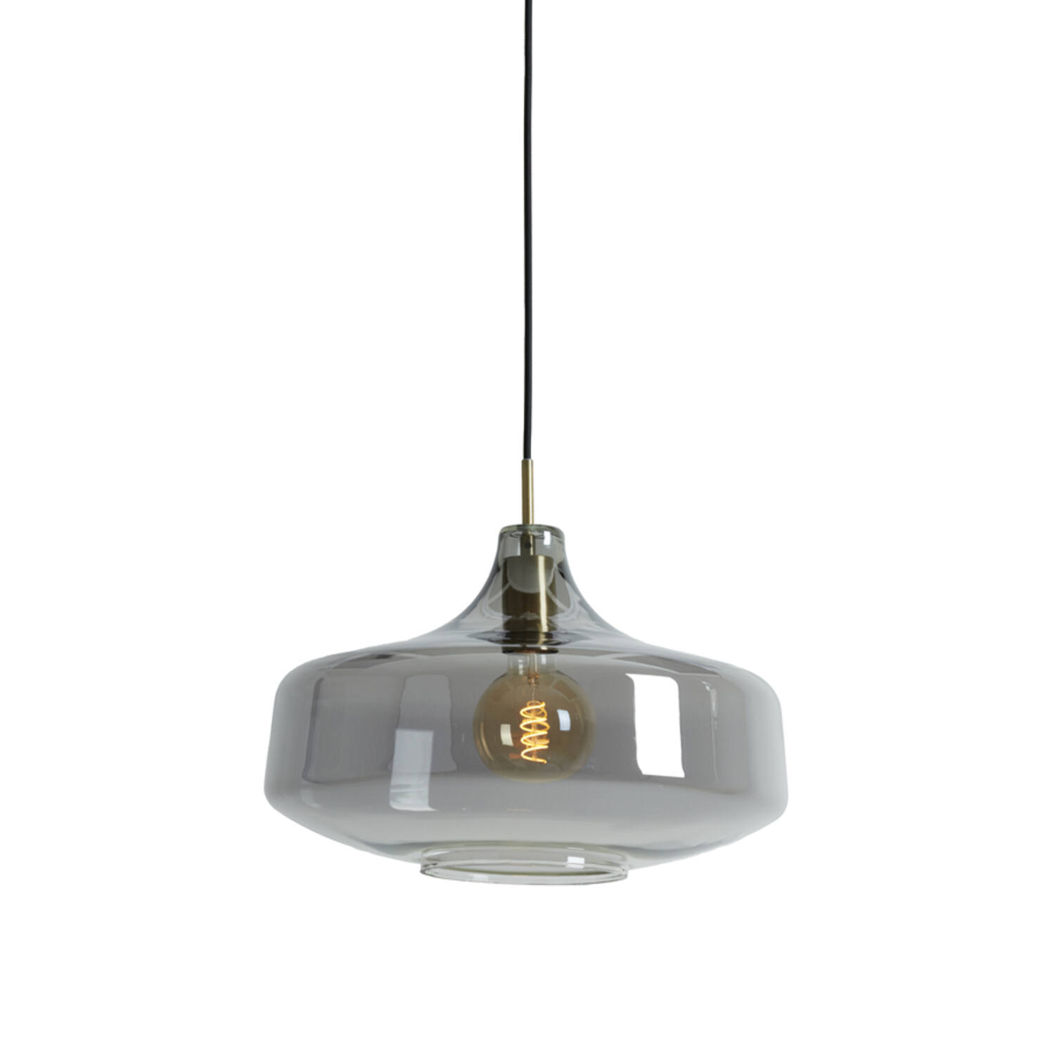 Hanglamp Ø39,5x27 cm SOLNA antiek brons+smoke glas