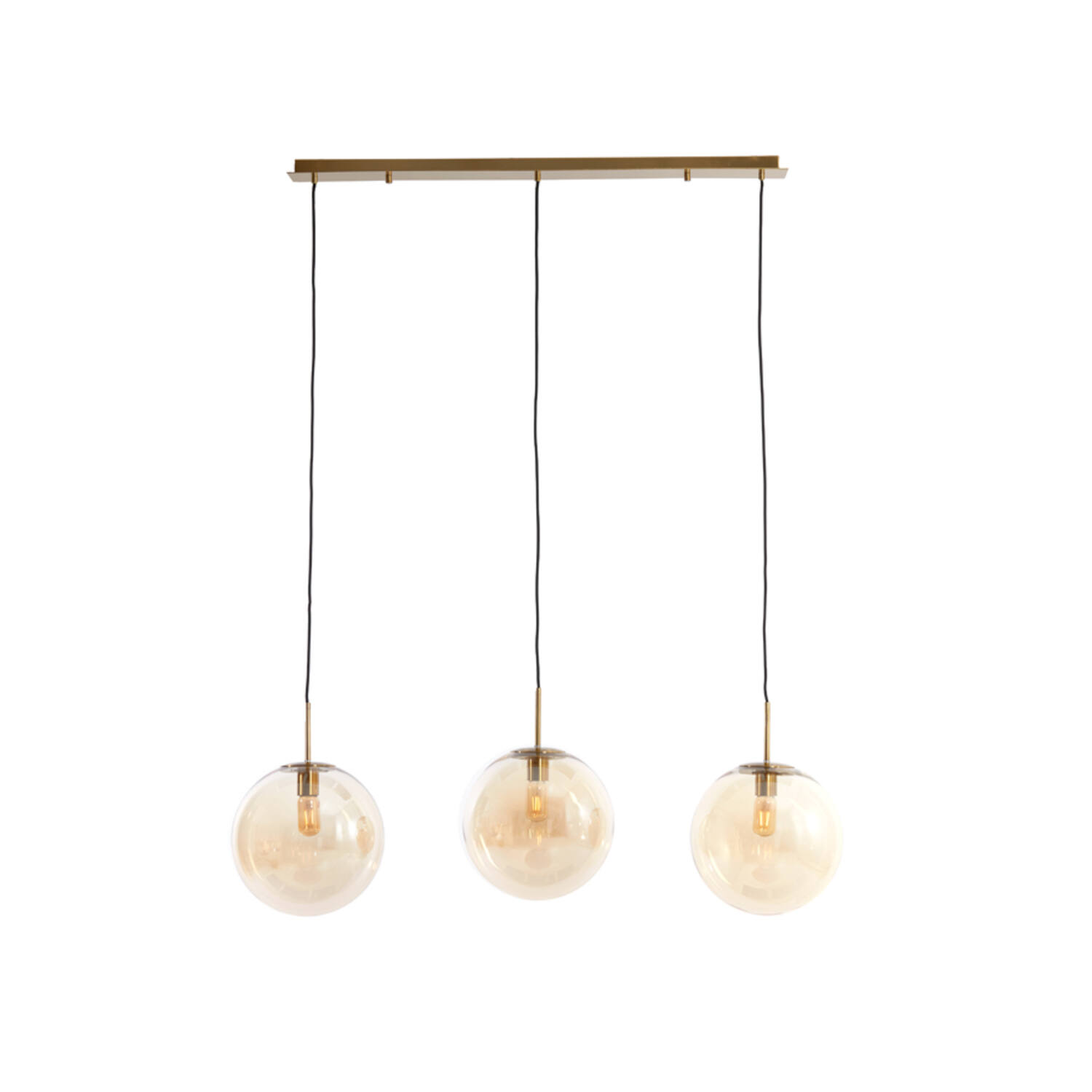 Hanging lamp 3L 120x30x30 cm MEDINA glass amber+gold