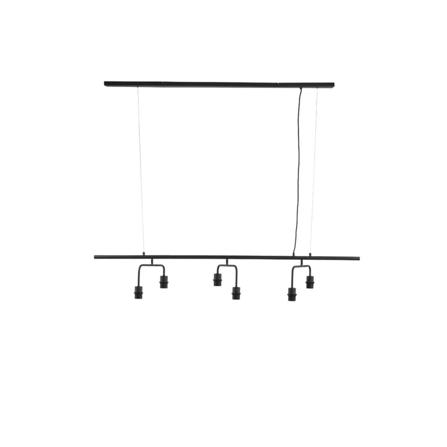 Hanglamp 6L 160x50x25 cm EDISA mat zwart