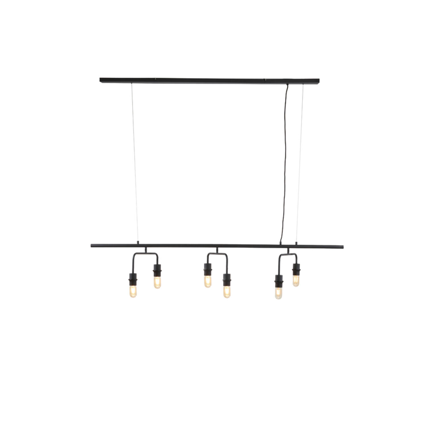 Hanglamp 6L 160x50x25 cm EDISA mat zwart