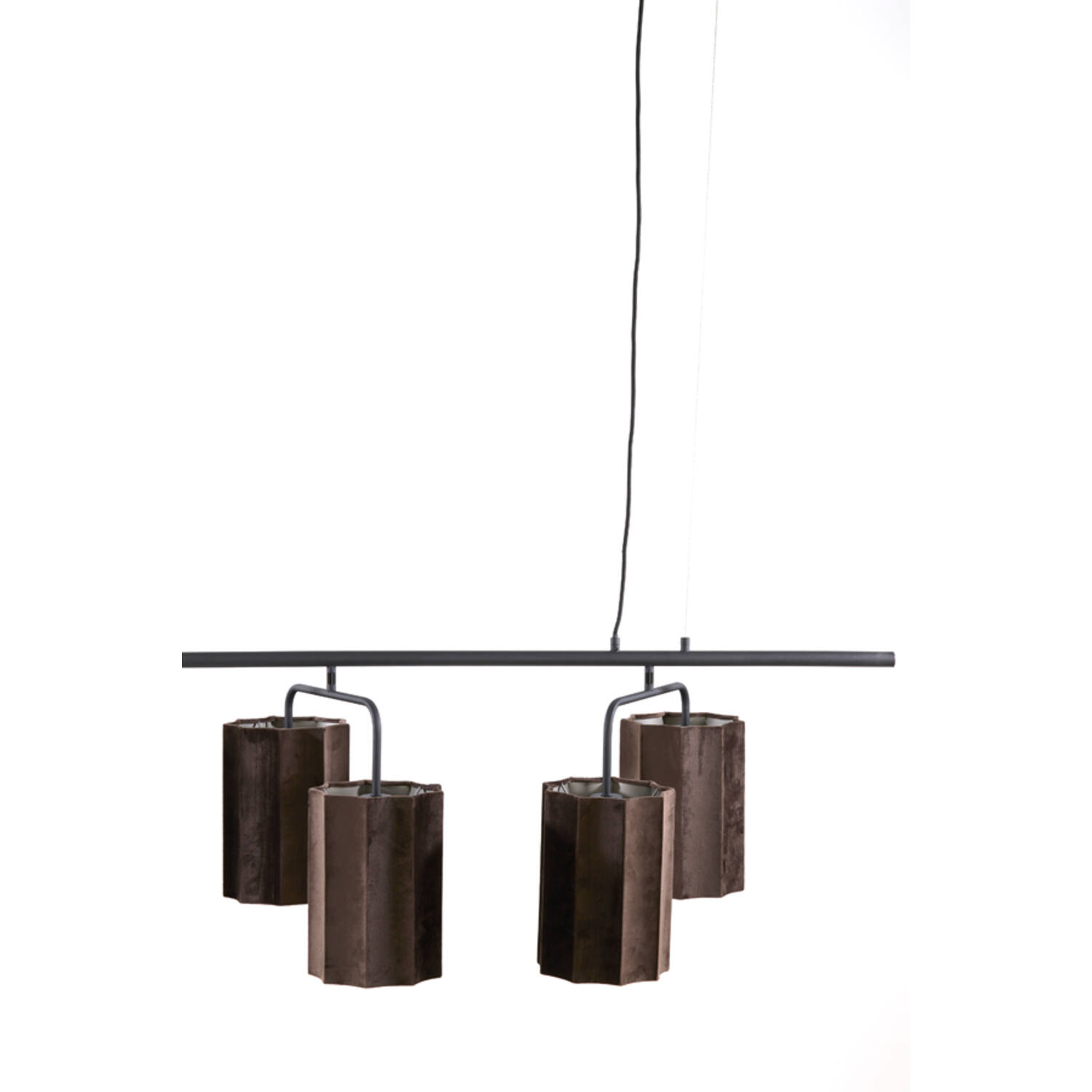 Hanging lamp 6L 160x50x25 cm EDISA velvet d brown+matt black