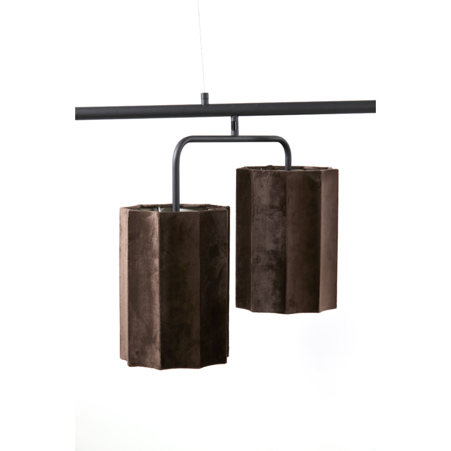 Hanging lamp 6L 160x50x25 cm EDISA velvet d brown+matt black
