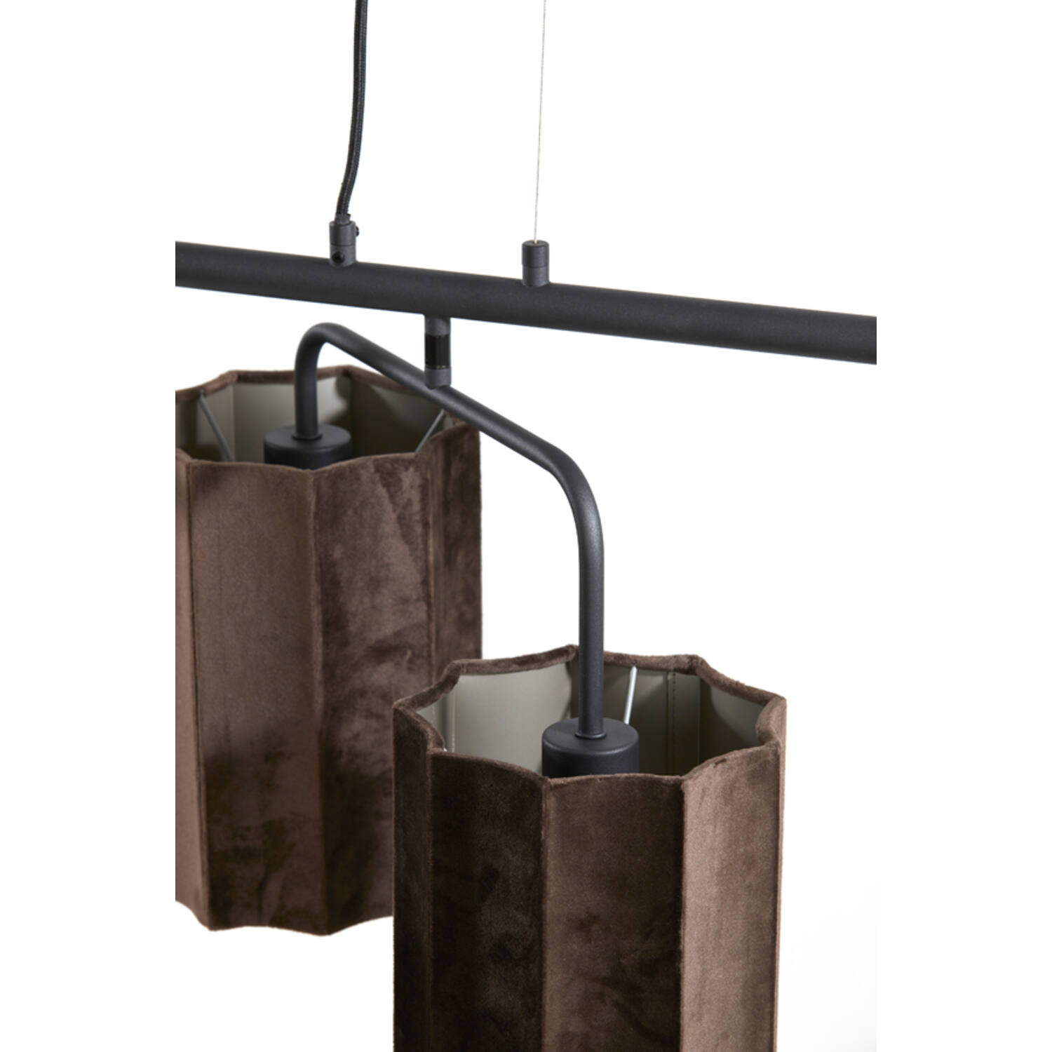 Hanging lamp 6L 160x50x25 cm EDISA velvet d brown+matt black