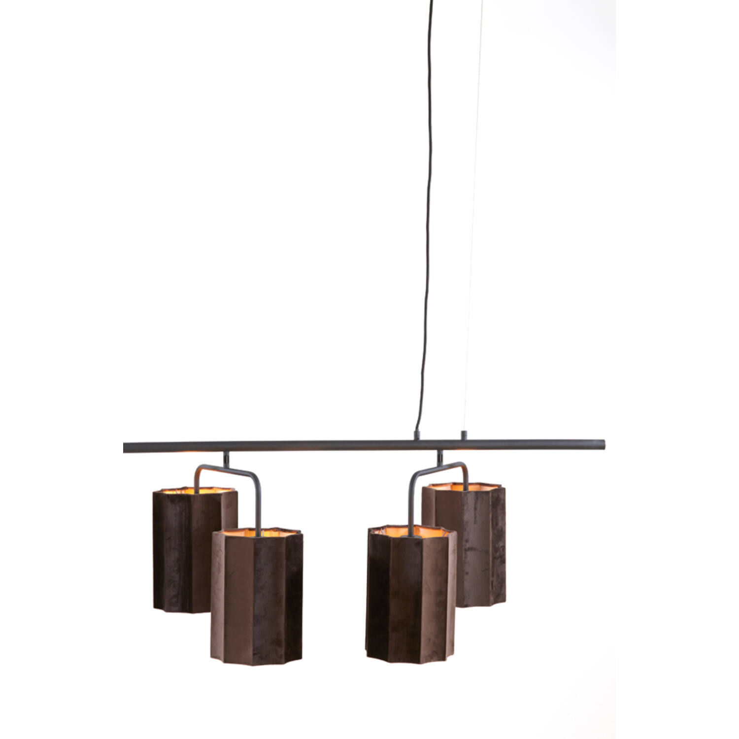 Hanging lamp 6L 160x50x25 cm EDISA velvet d brown+matt black