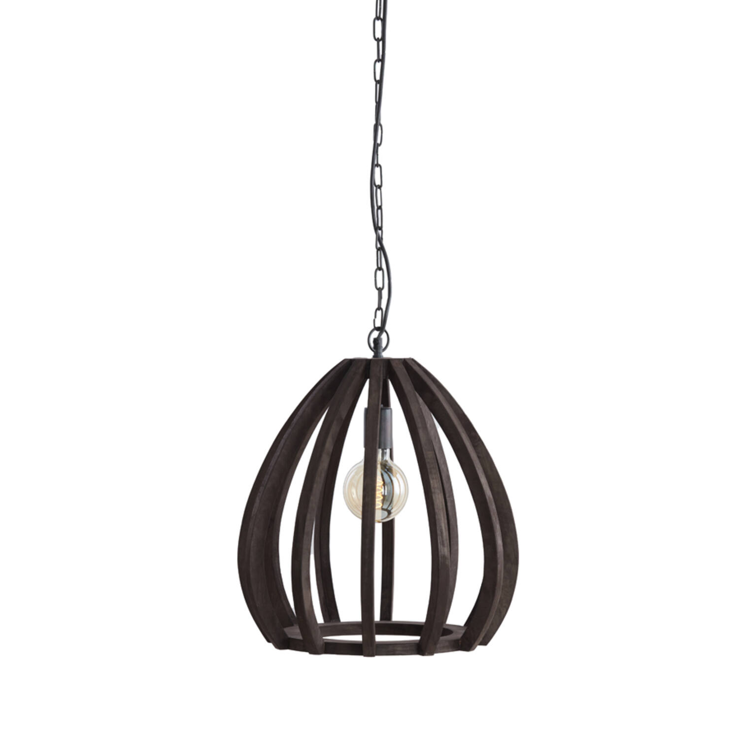 Hanglamp Ø40x42 cm BARSIA hout donker bruin