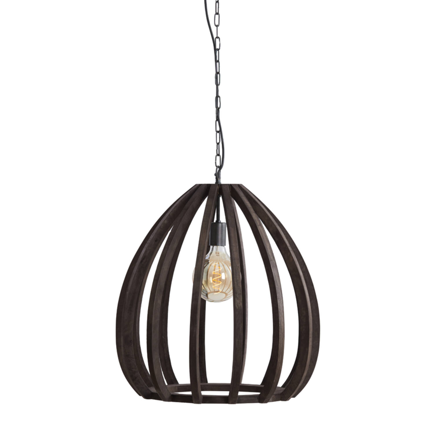 Hanglamp Ø50x54 cm BARSIA hout donker bruin