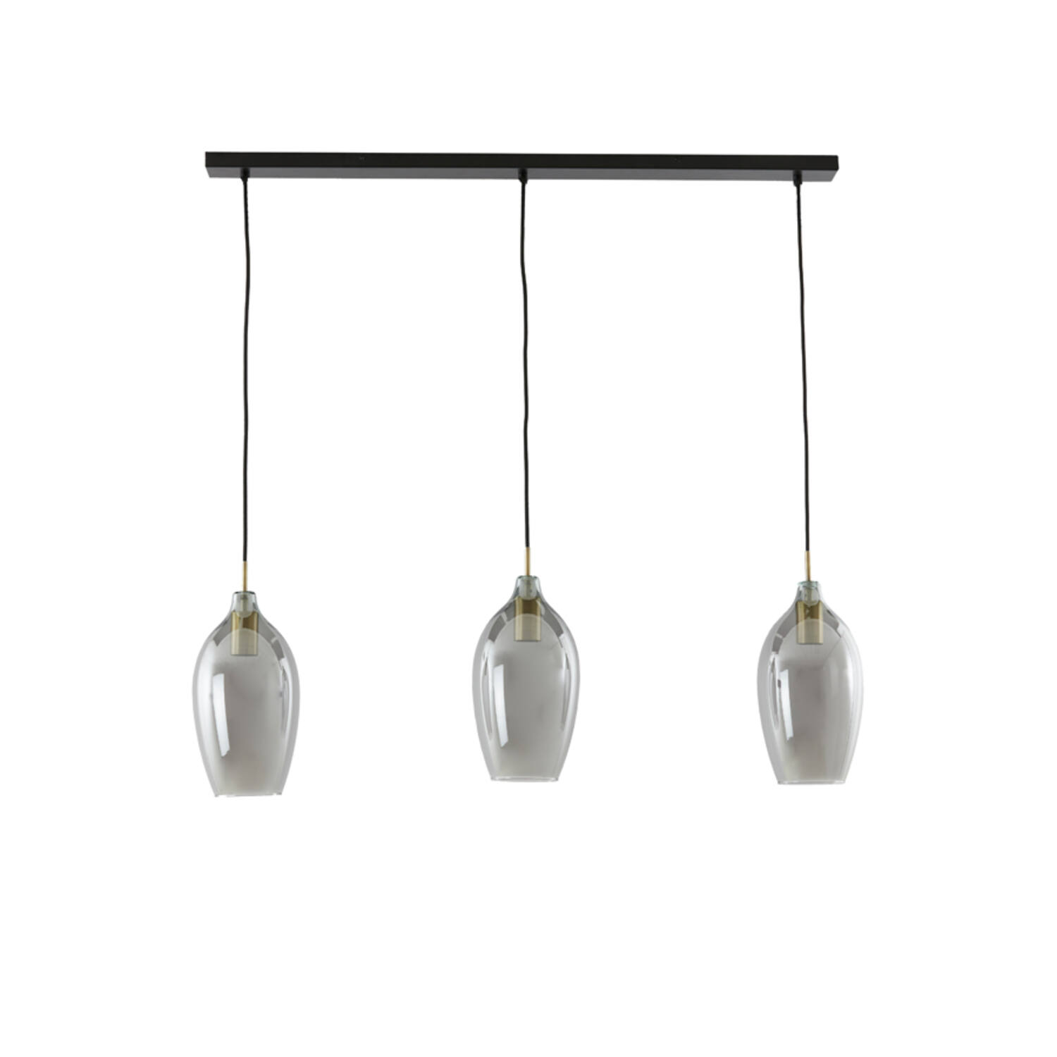 Hanglamp 3L 100x16,5x32 cm LUKARO antiek brons+glas smoke