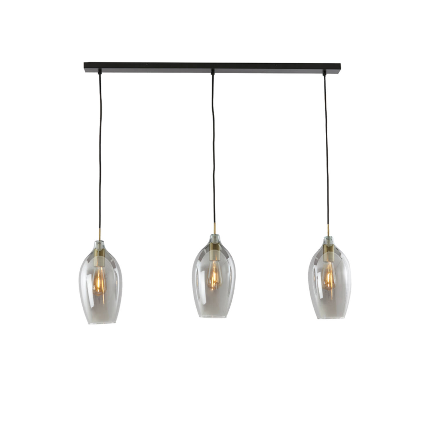 Hanglamp 3L 100x16,5x32 cm LUKARO antiek brons+glas smoke