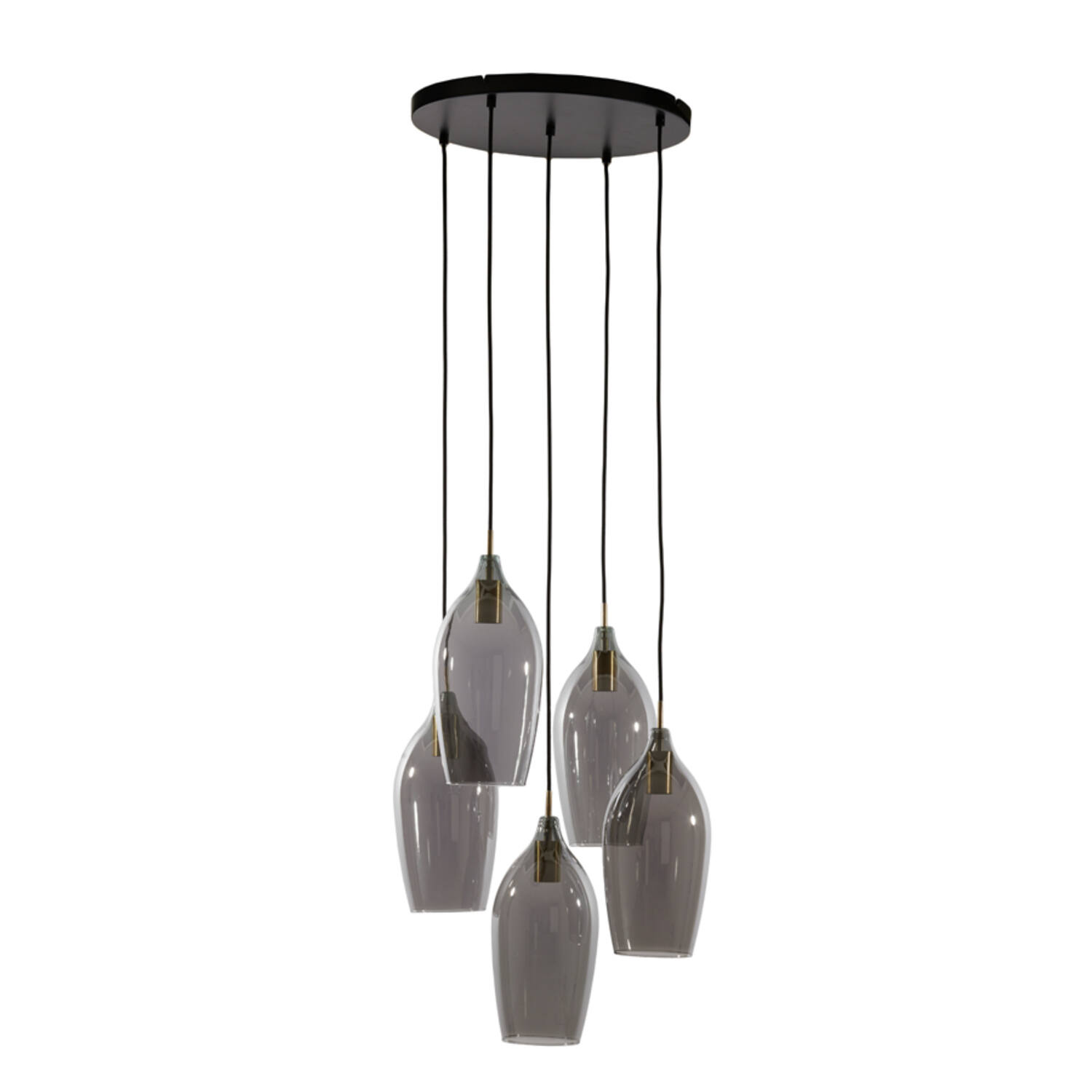 Hanging lamp 5L Ø45x36 cm LUKARO antique bronze+glass smoked