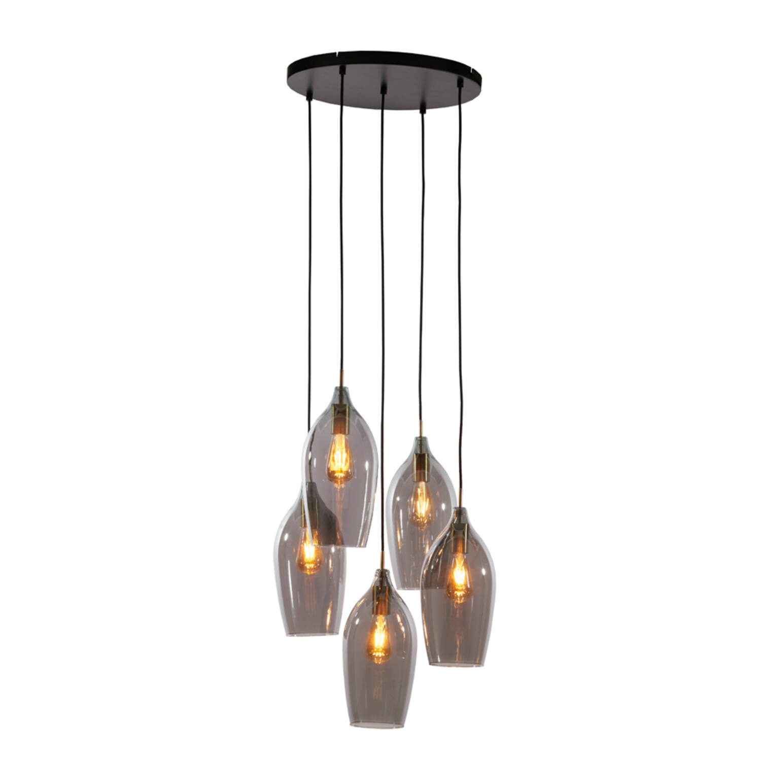 Hanging lamp 5L Ø45x36 cm LUKARO antique bronze+glass smoked