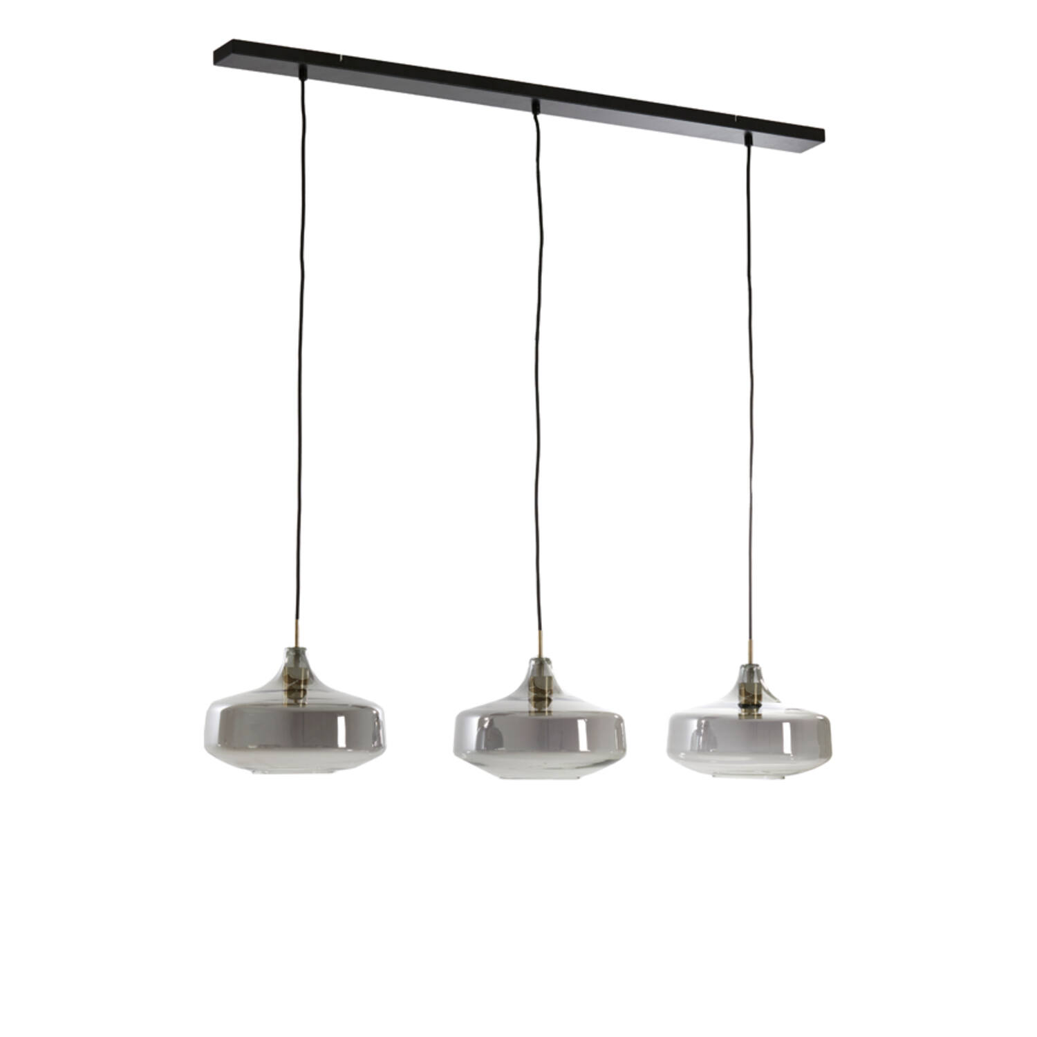 Hanging lamp 3L 120x30x21 cm SOLNA antiq bronze+smoked glass