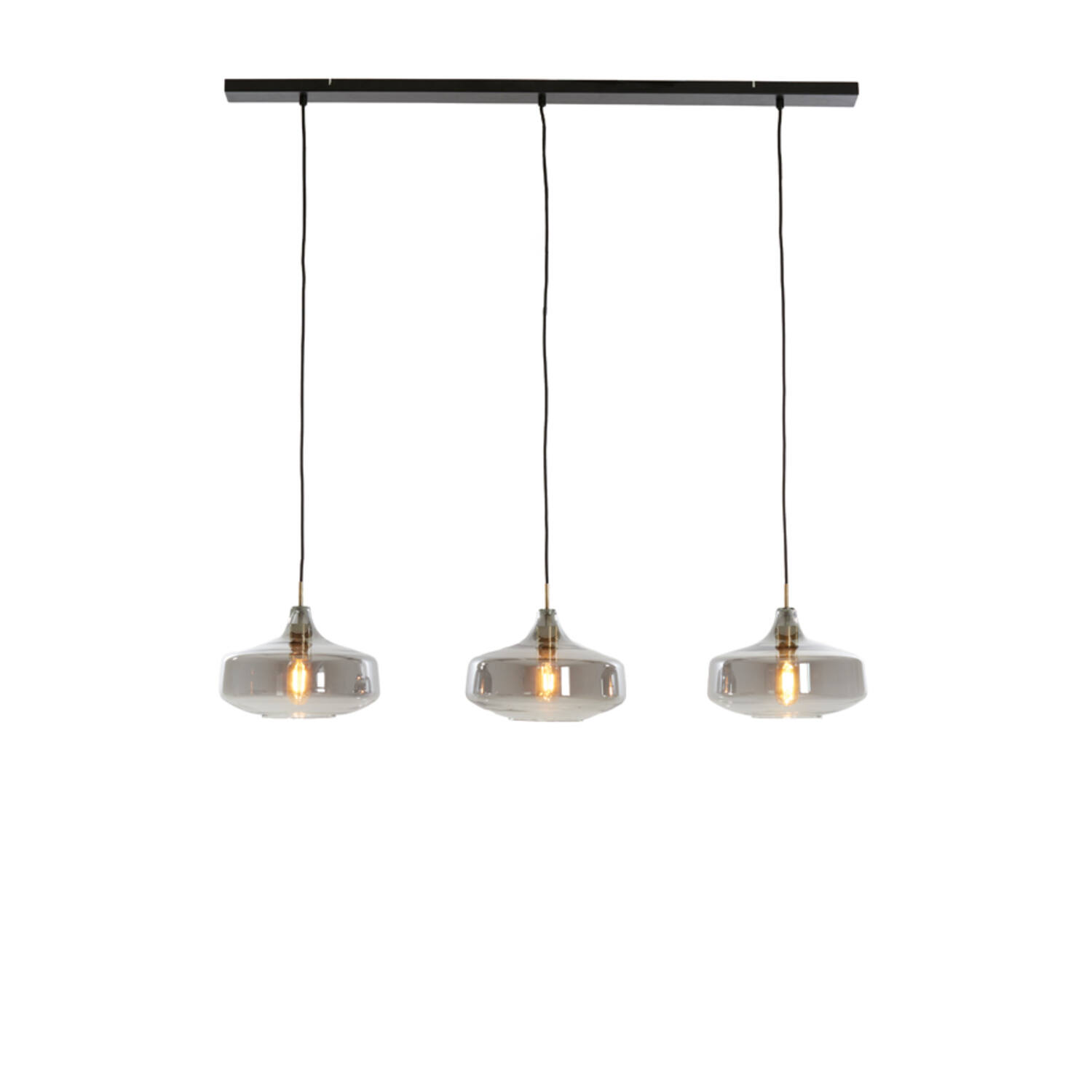 Hanging lamp 3L 120x30x21 cm SOLNA antiq bronze+smoked glass