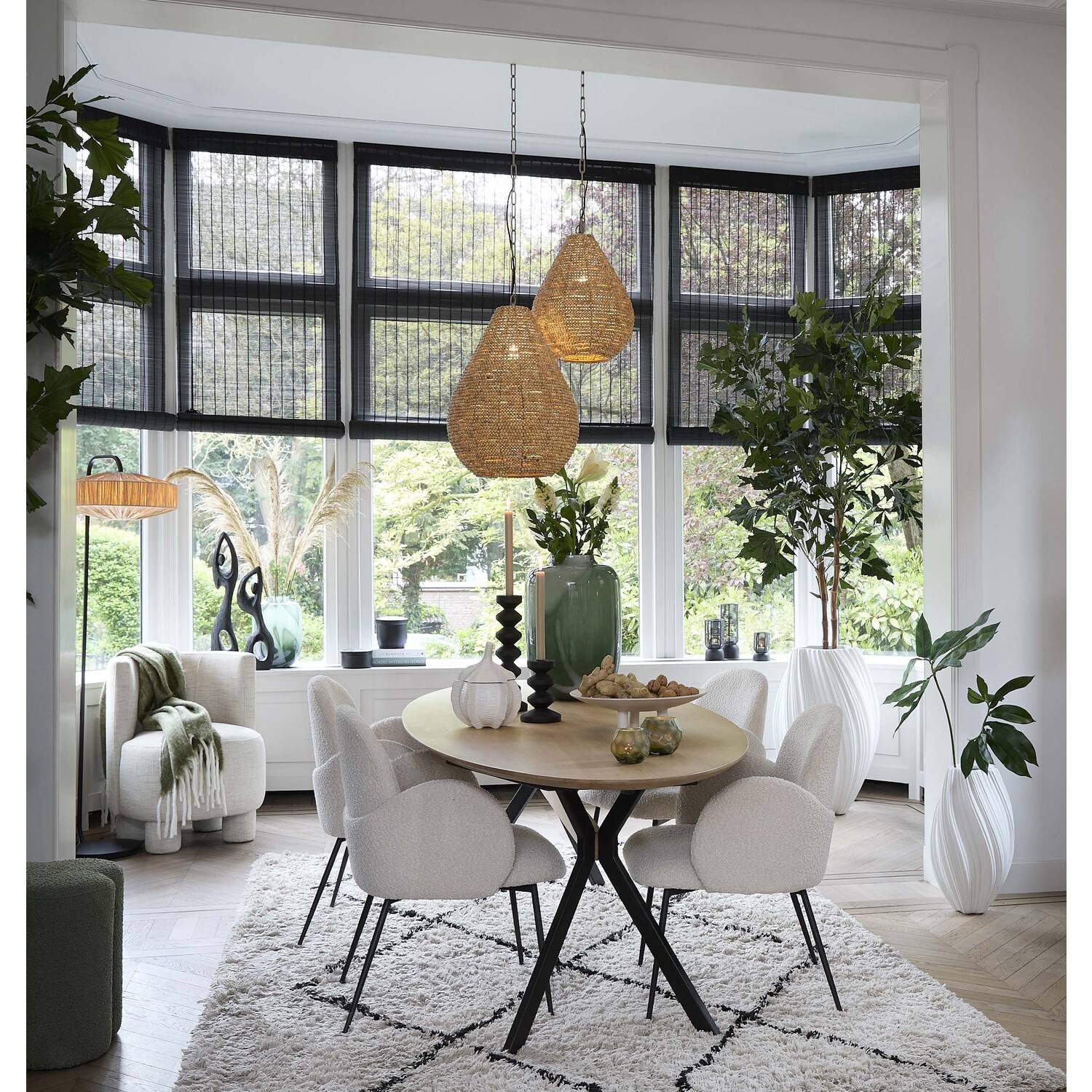 Hanglamp Ø40x51 cm KABINDA kralen naturel