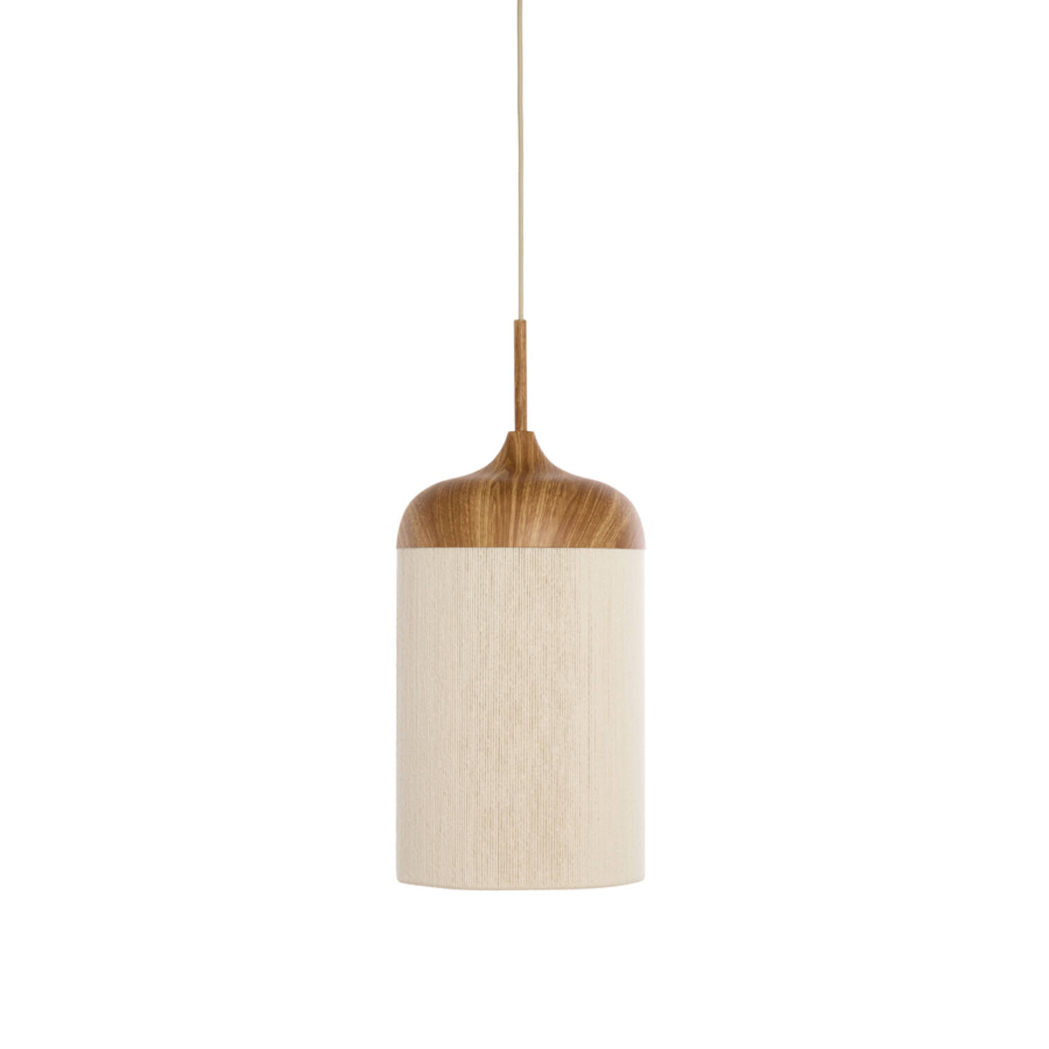 Hanging lamp Ø16x31 cm DANIA wood print natural+rope cream