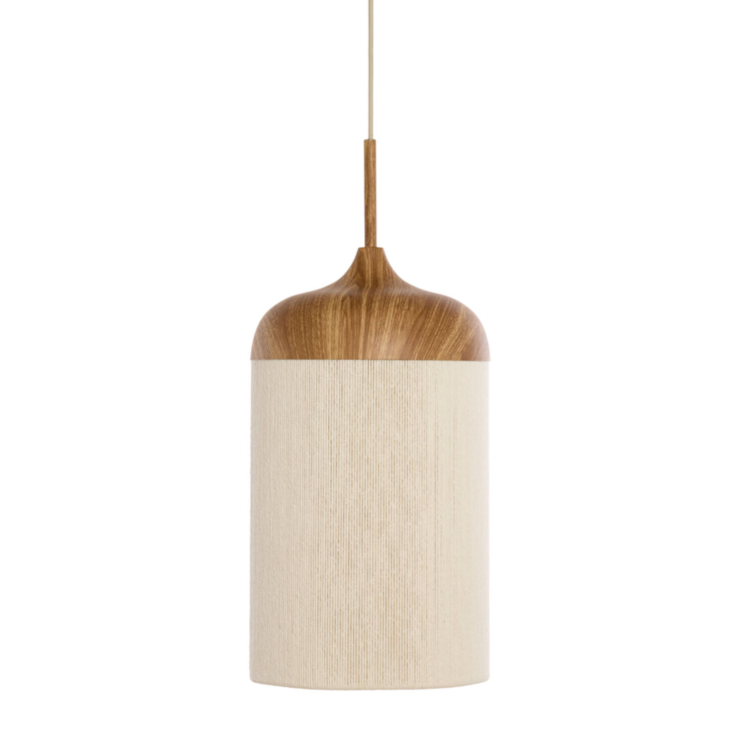 Hanging lamp Ø22x41,5 cm DANIA wood print natural+rope cream