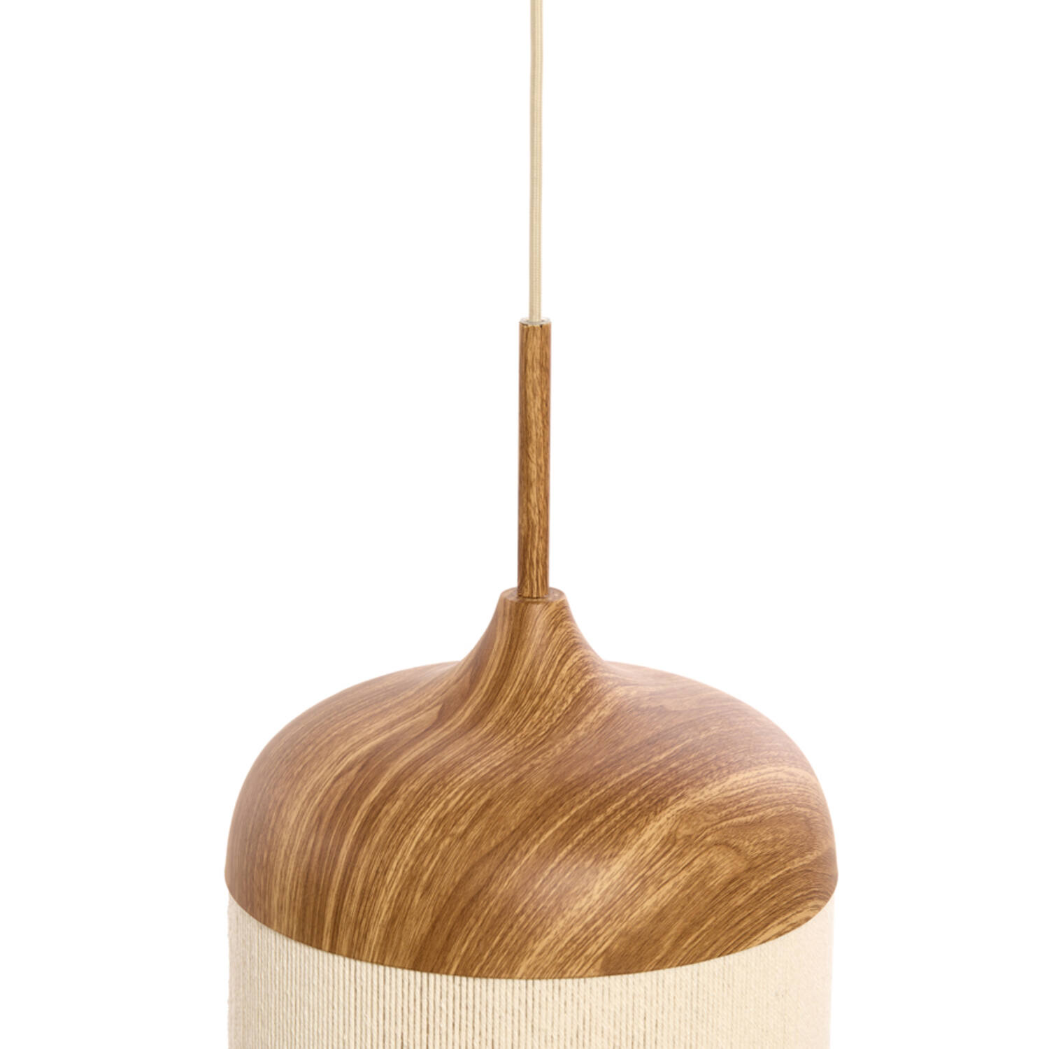 Hanging lamp Ø22x41,5 cm DANIA wood print natural+rope cream