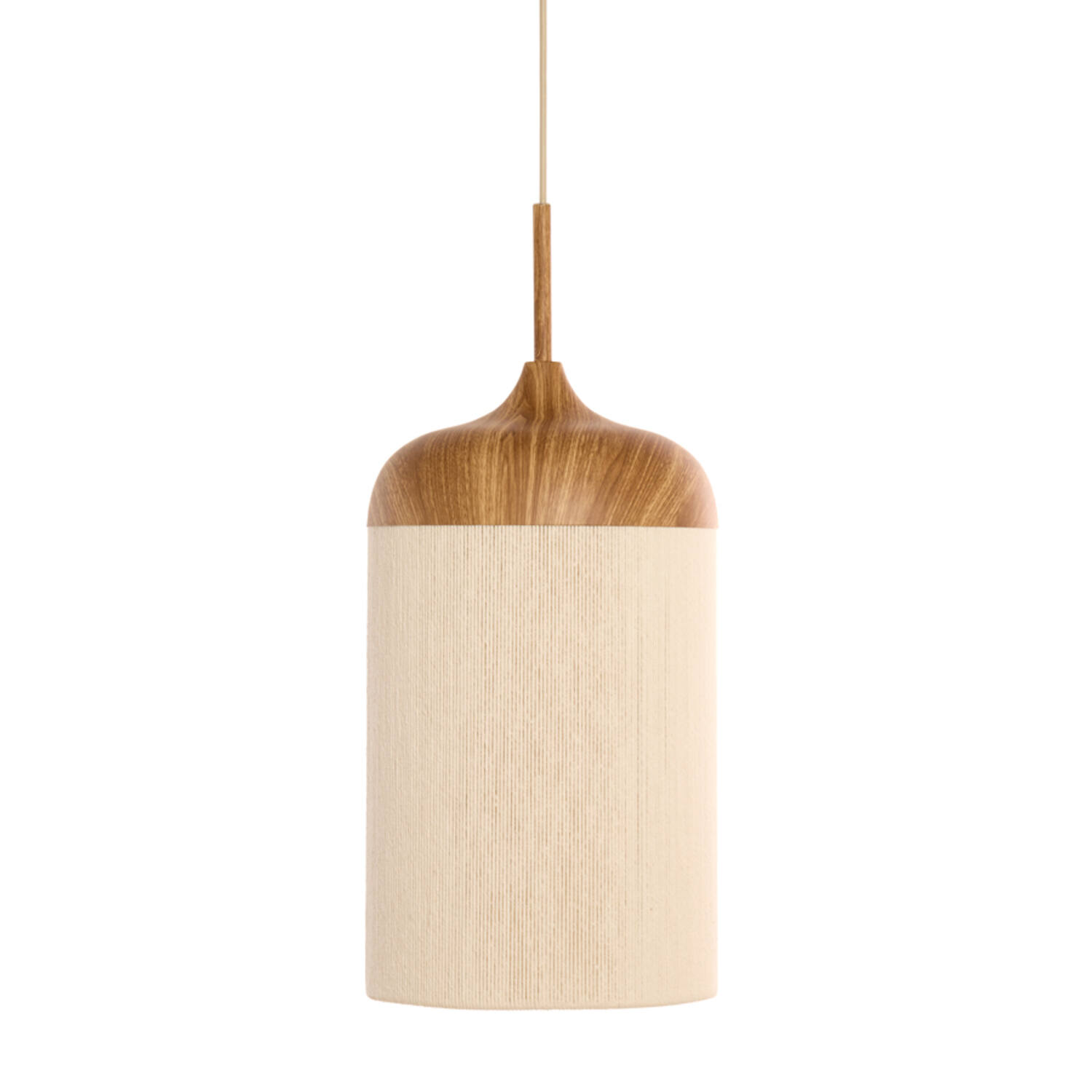 Hanging lamp Ø22x41,5 cm DANIA wood print natural+rope cream