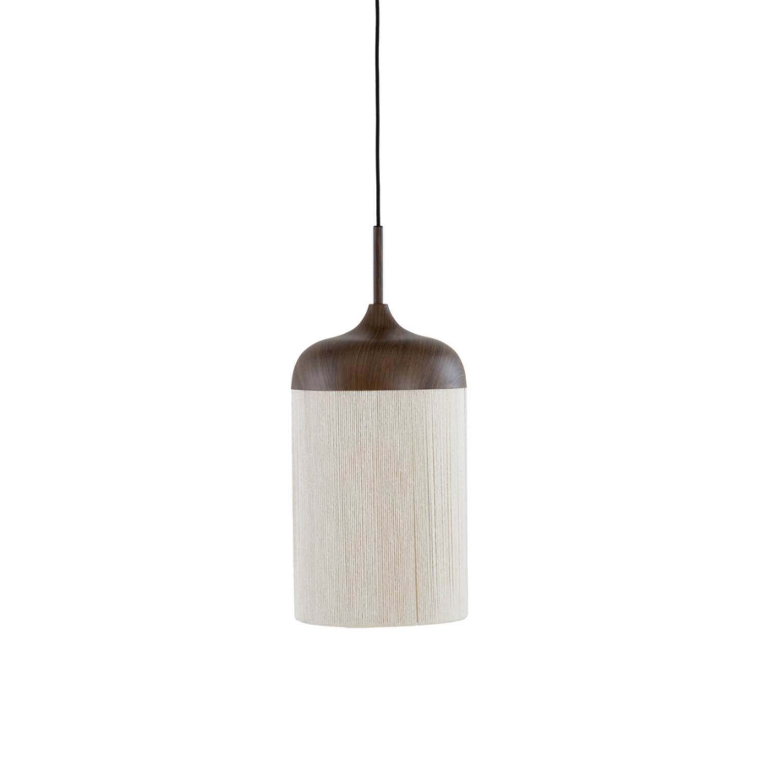 Hanging lamp Ø22x41,5 cm DANIA wood print d brown+rope cream