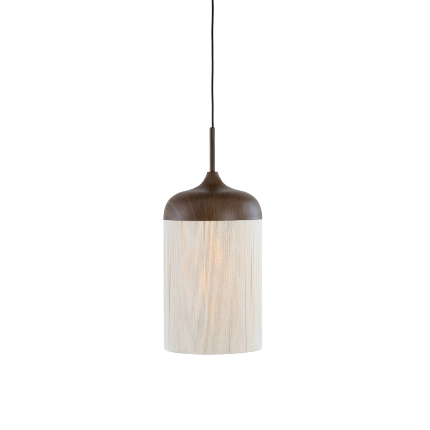 Hanging lamp Ø22x41,5 cm DANIA wood print d brown+rope cream
