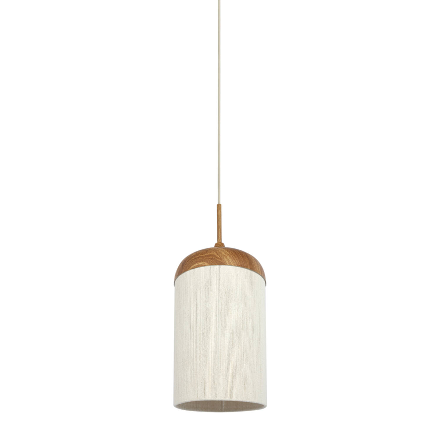 Hanglamp Ø27,5x52 cm DANIA hout print naturel+touw crème