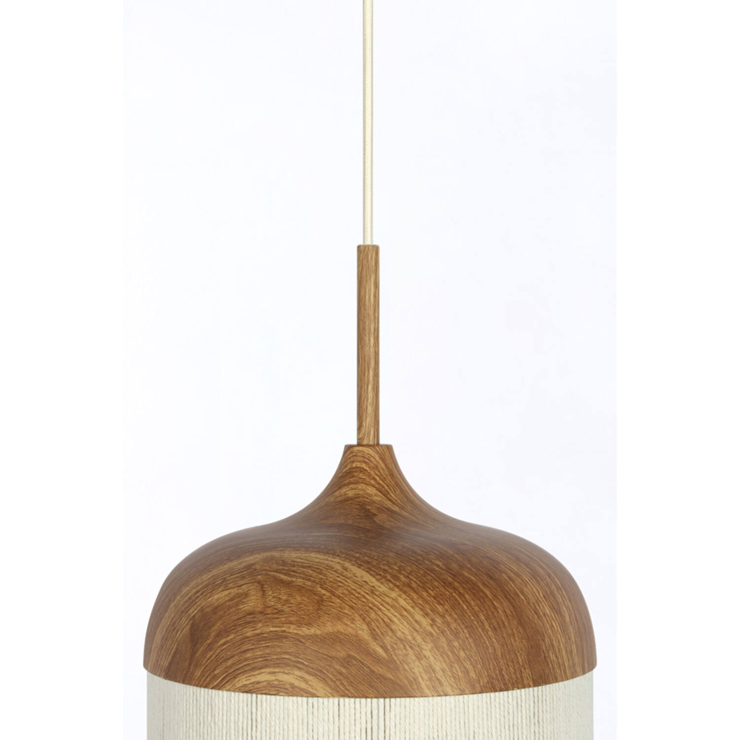 Hanglamp Ø27,5x52 cm DANIA hout print naturel+touw crème