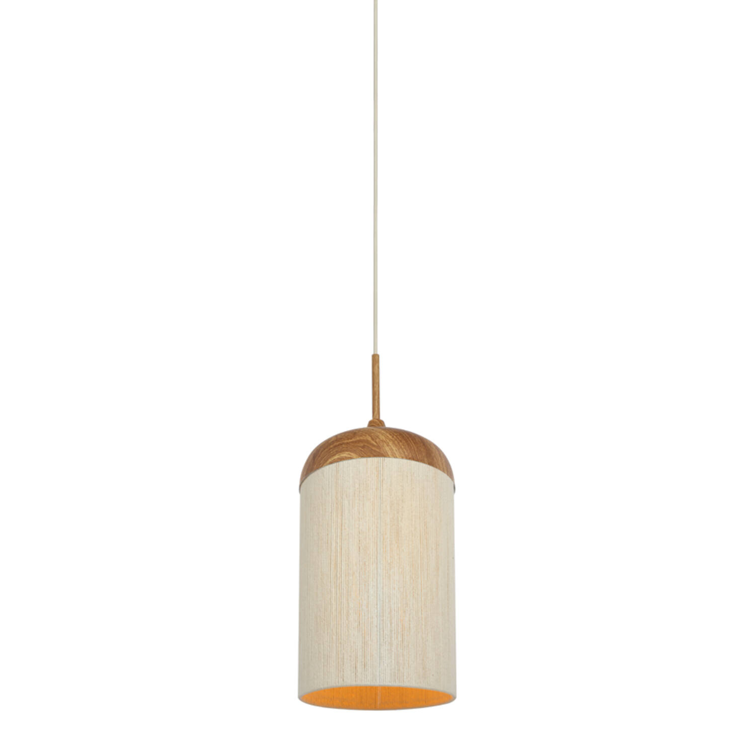 Hanglamp Ø27,5x52 cm DANIA hout print naturel+touw crème