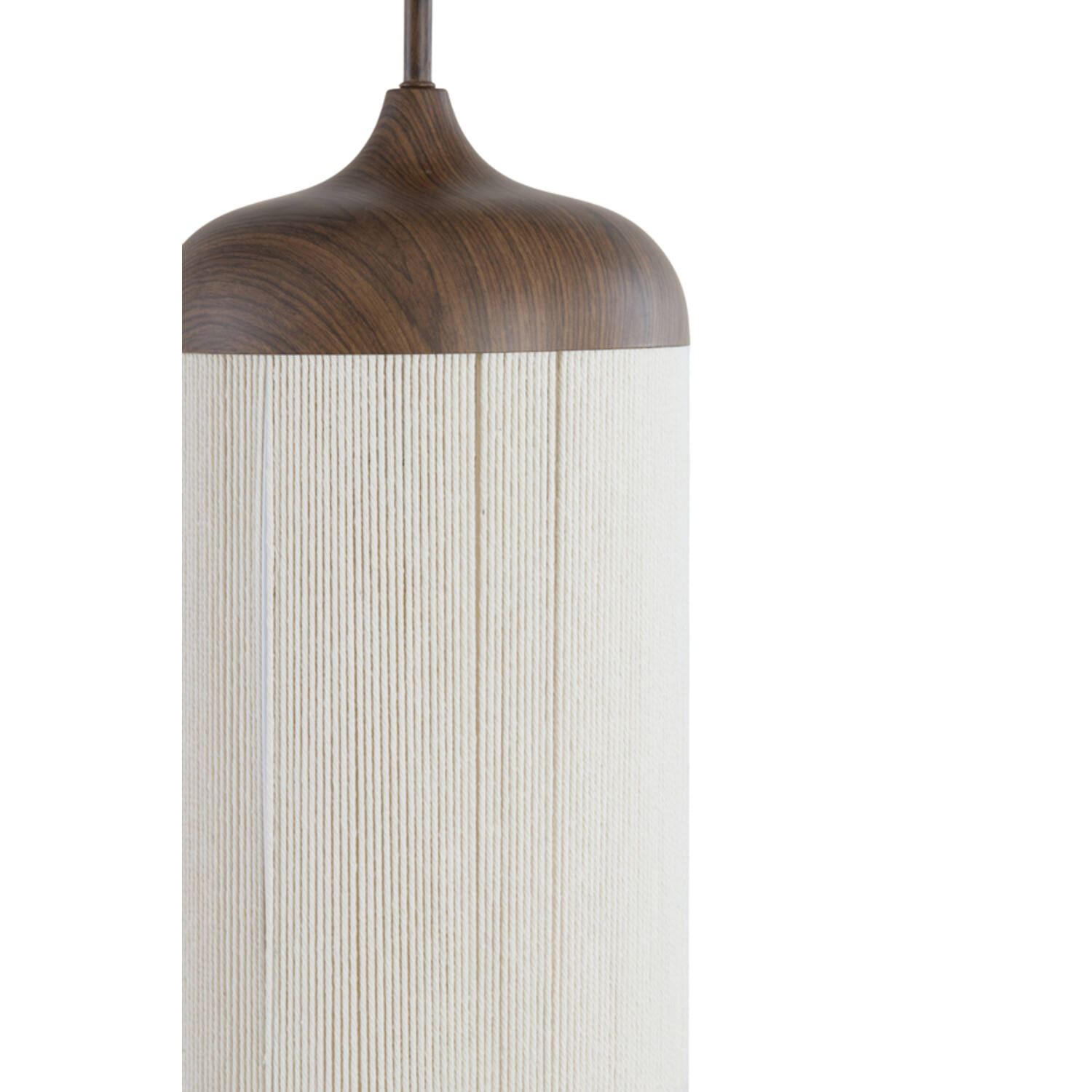 Hanglamp Ø27,5x52 cm DANIA hout print d bruin+touw crème