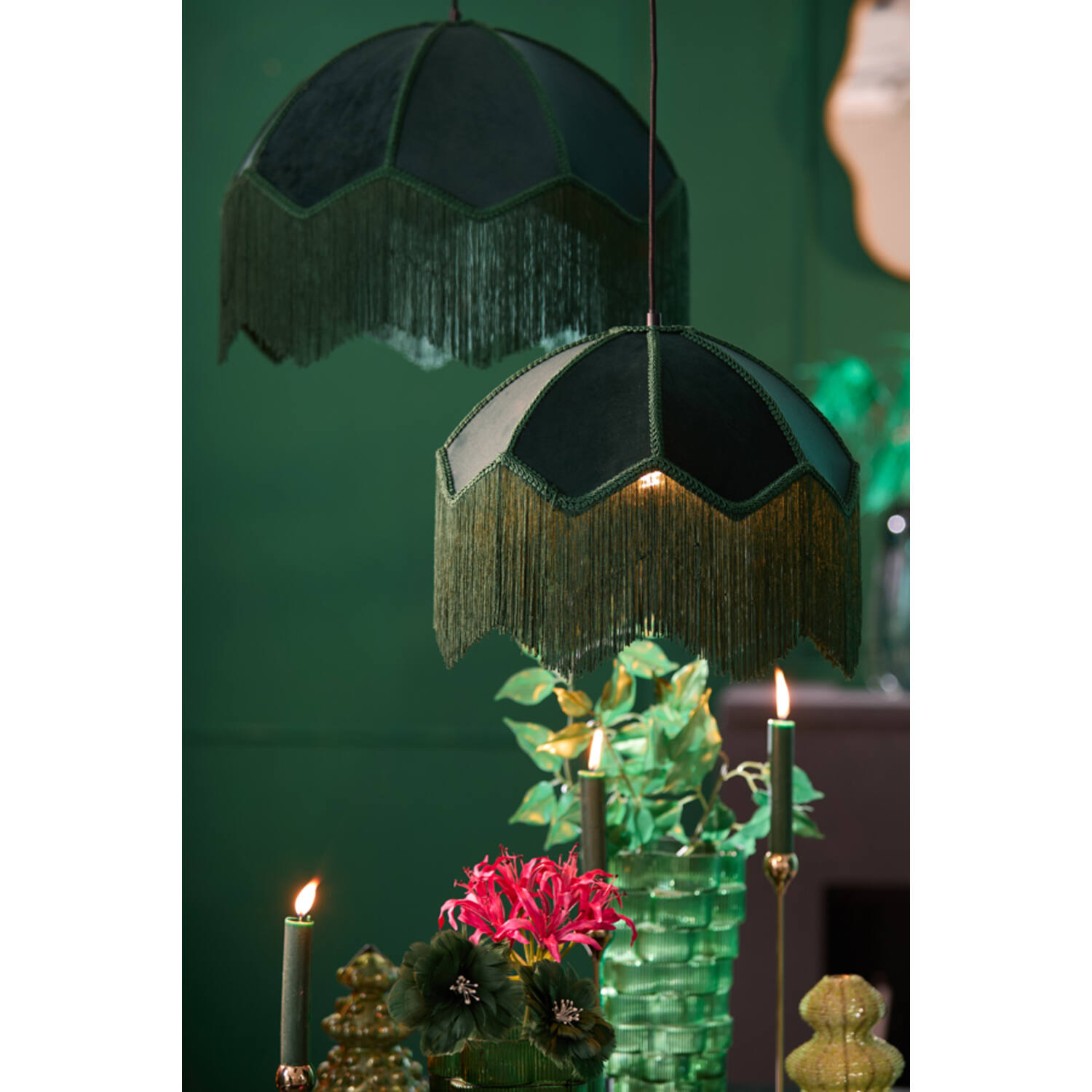Hanging lamp Ø40x33 cm MALACIA velvet green