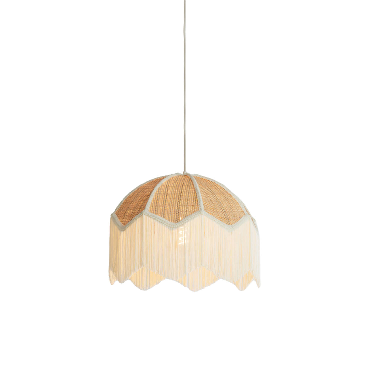 Hanglamp Ø40x33 cm MALACIA raffia naturel+crème