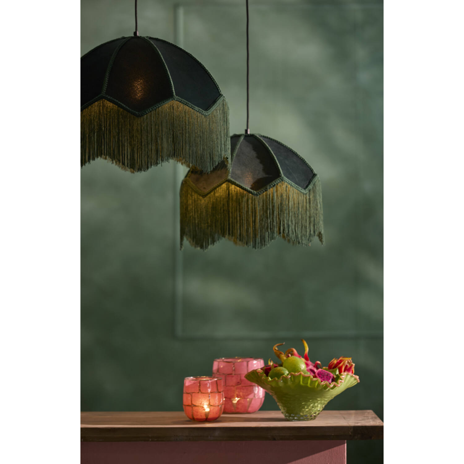 Hanglamp Ø50x38 cm MALACIA velvet groen