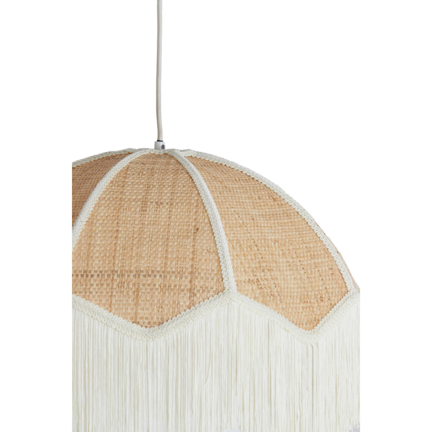 Hanging lamp Ø50x38 cm MALACIA raffia natural+cream