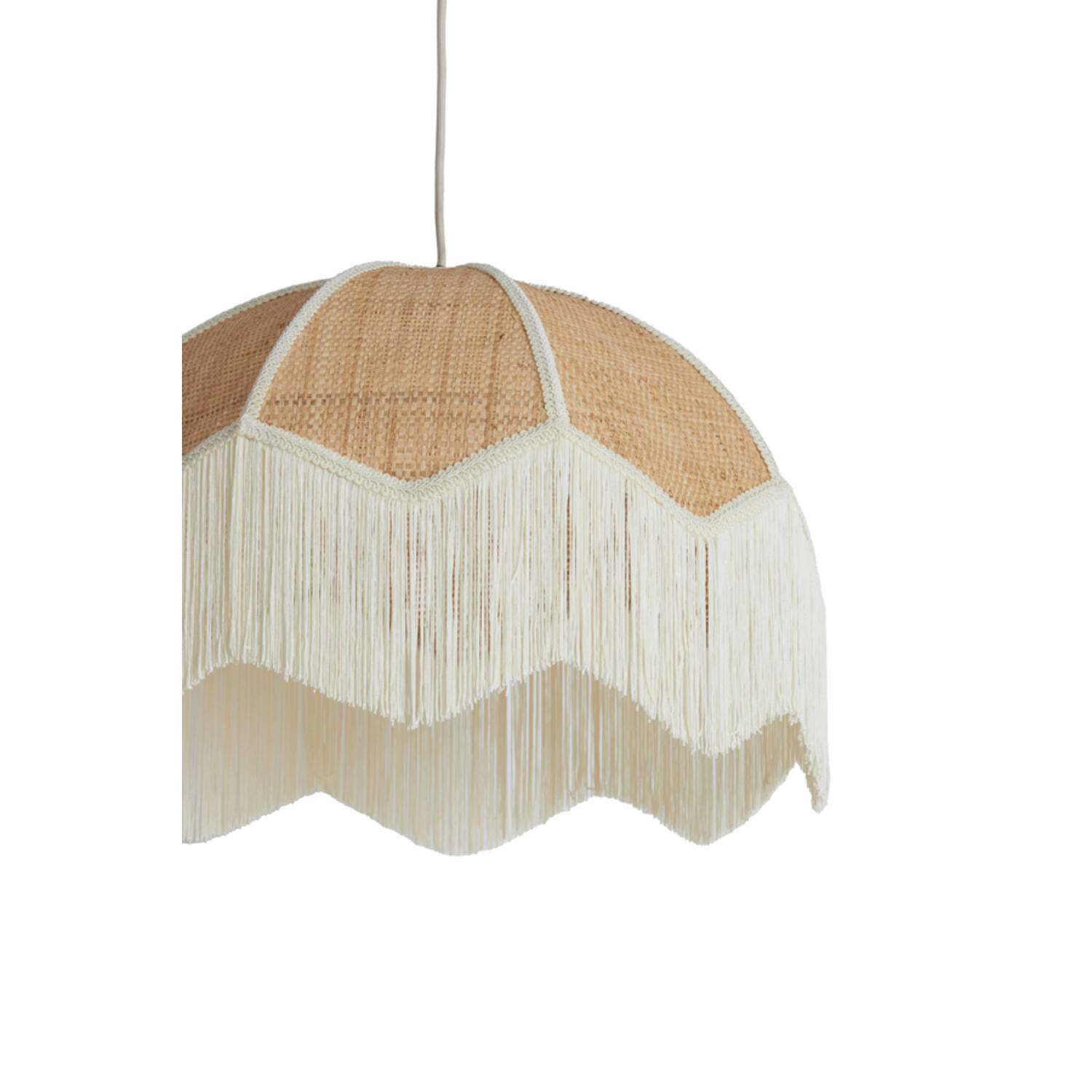 Hanging lamp Ø50x38 cm MALACIA raffia natural+cream