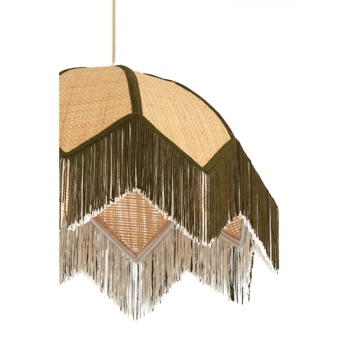 Hanging lamp Ø45x32,5 cm SULINA raffia natural+green