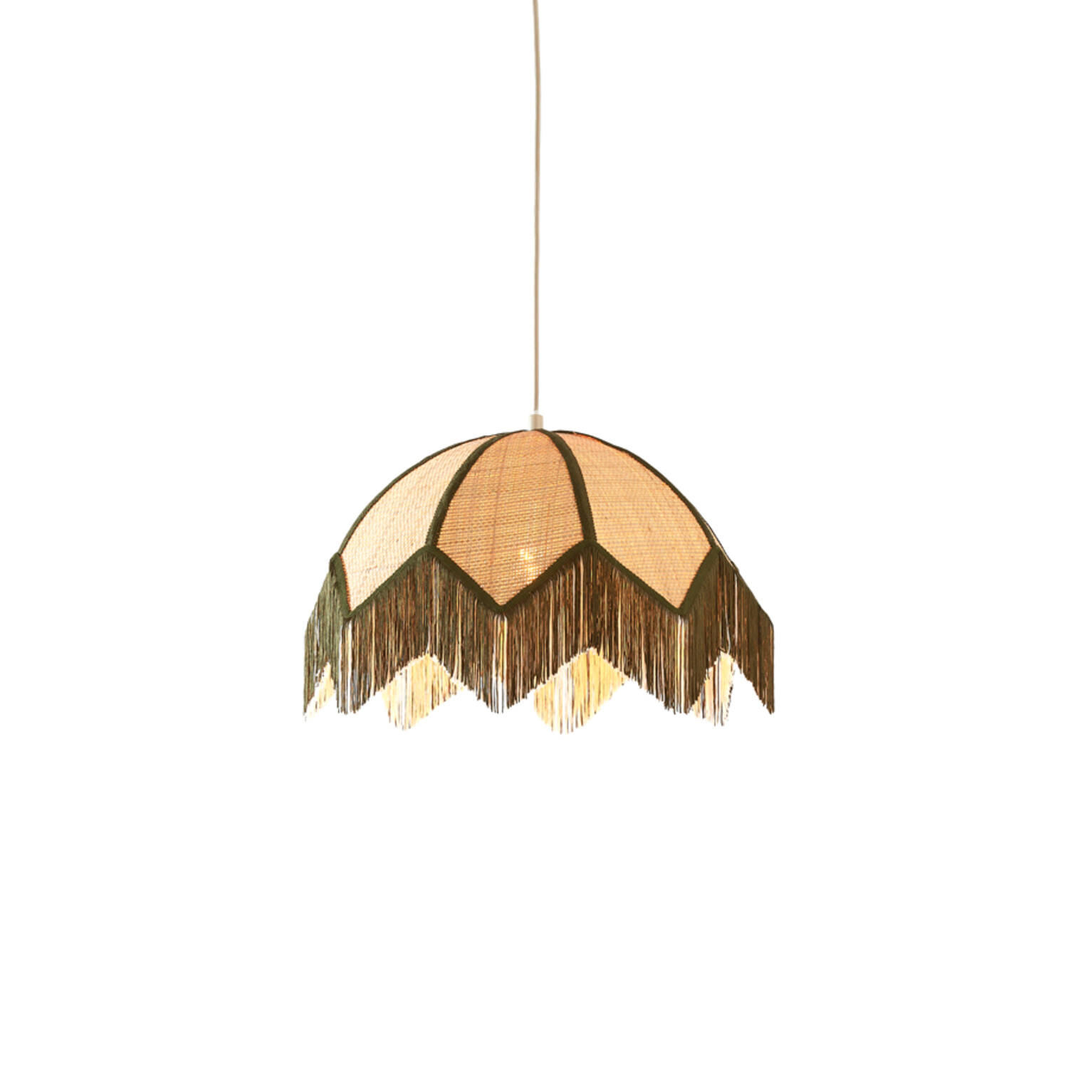 Hanging lamp Ø45x32,5 cm SULINA raffia natural+green