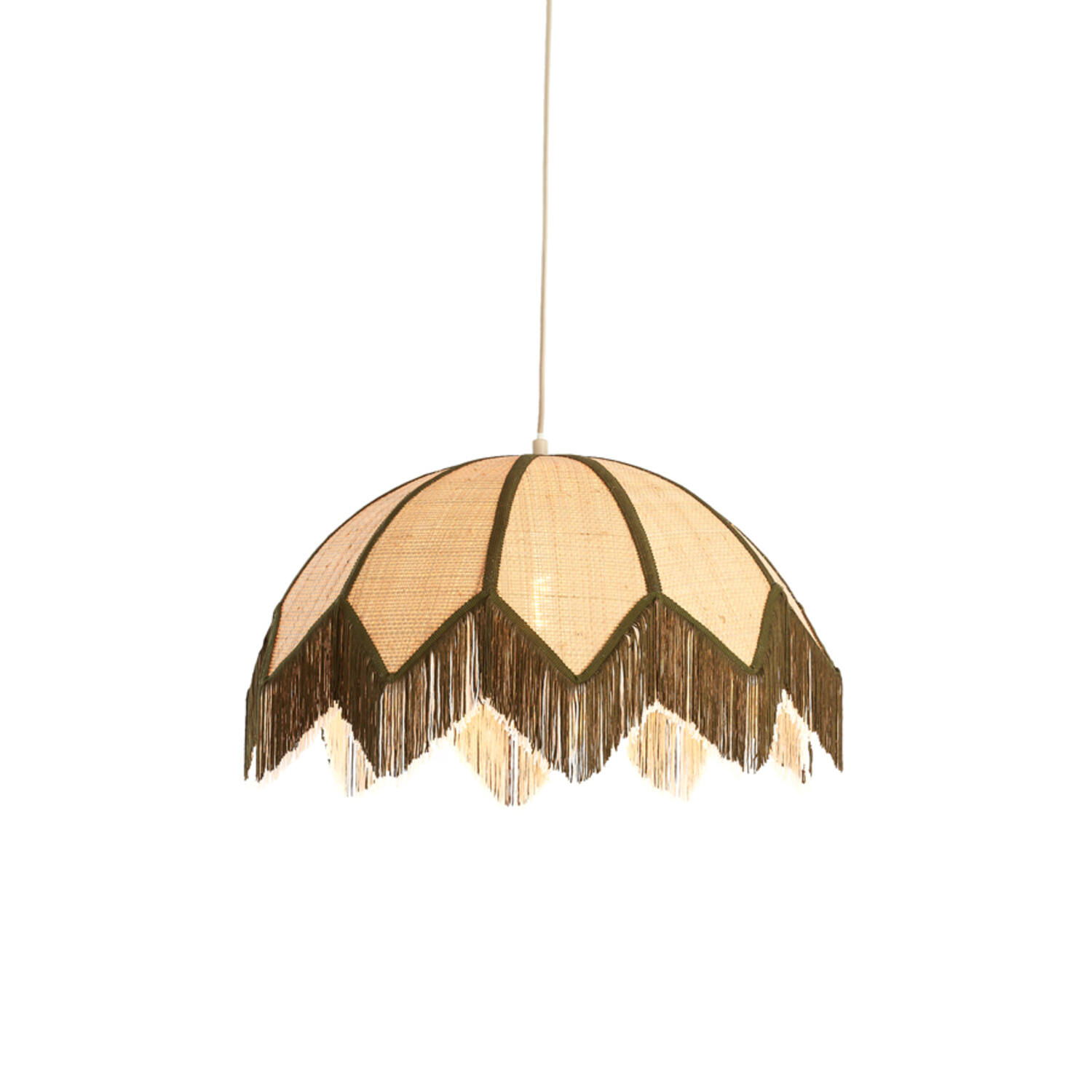 Hanging lamp Ø55x36,5 cm SULINA raffia natural+green