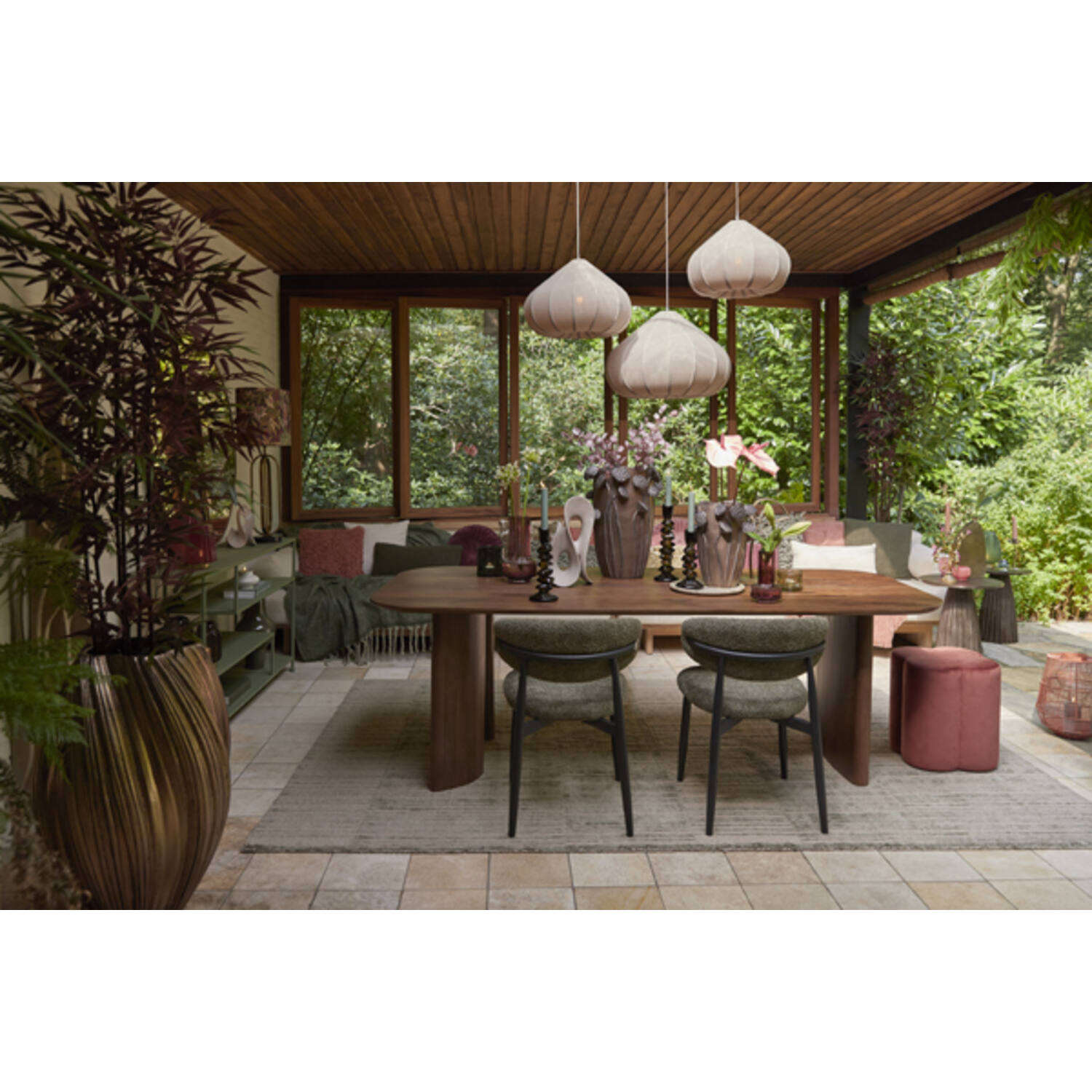 Hanglamp Ø50x34 cm ZUBEDA linnen naturel