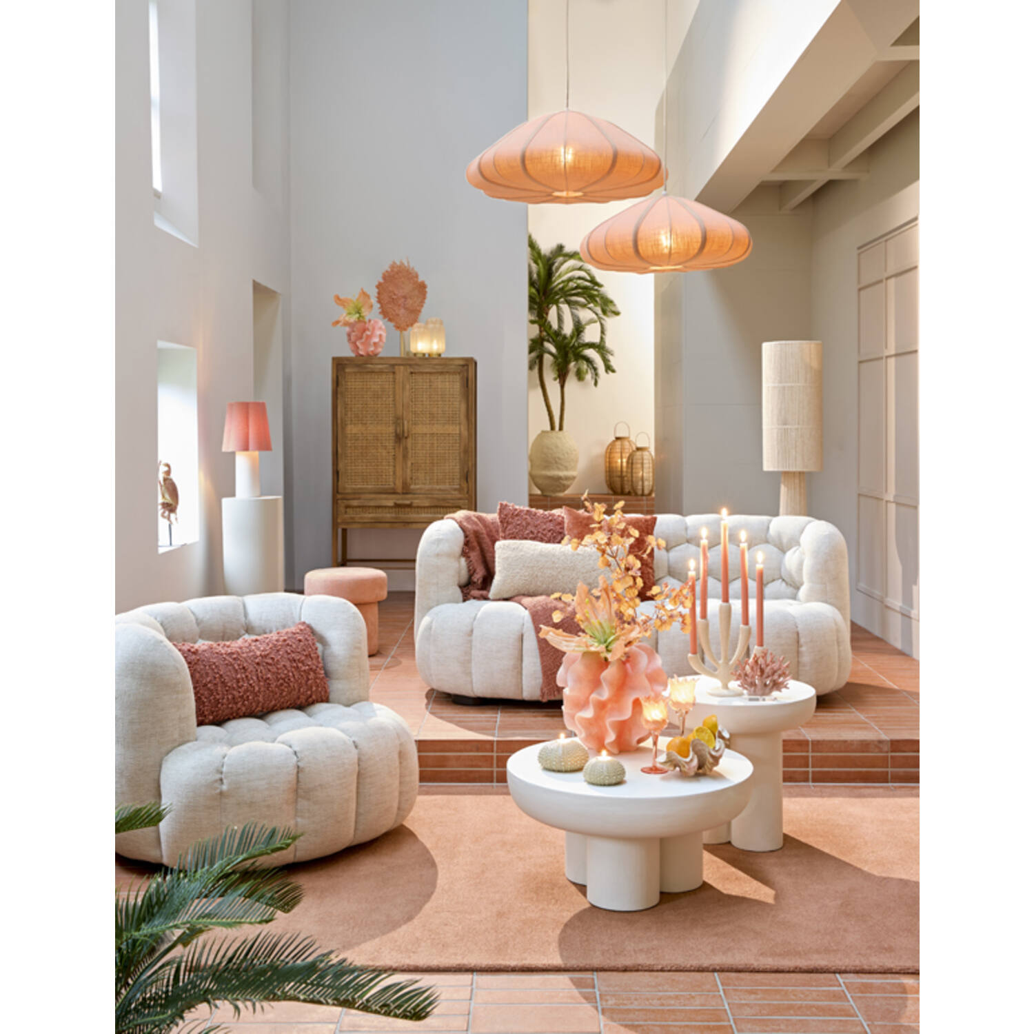 Hanging lamp Ø64x25 cm CESANO light pink
