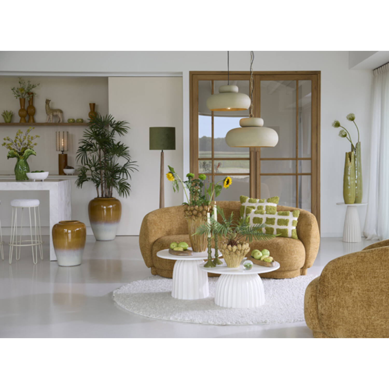 Hanging lamp Ø39x20 cm NEIVA matt olive green