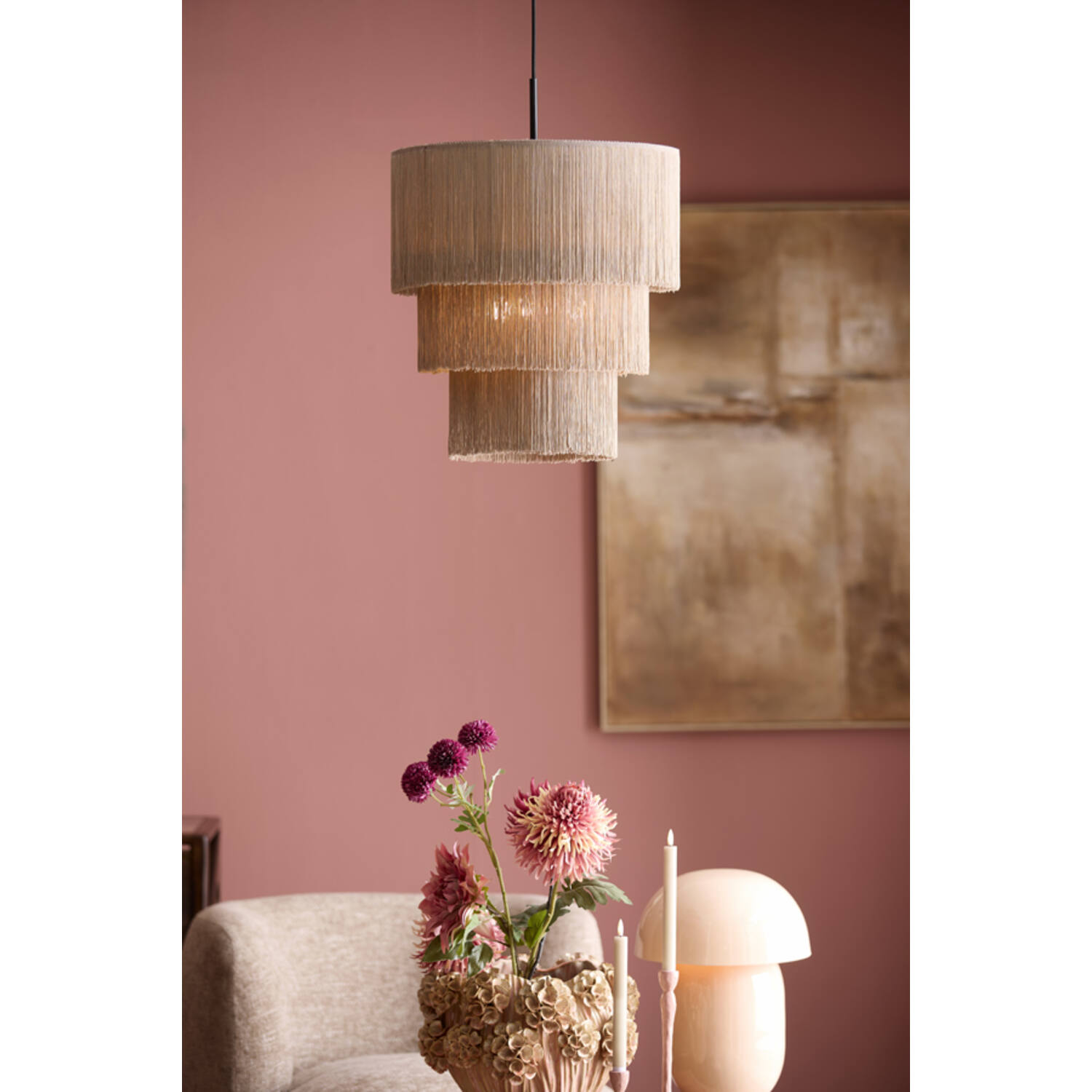Hanging lamp 3L Ø45x50 cm MALAIKA taupe