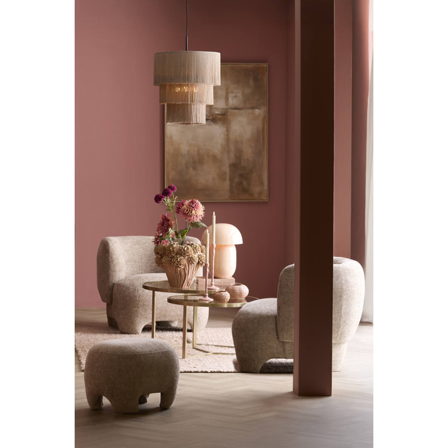 Hanging lamp 3L Ø45x50 cm MALAIKA taupe