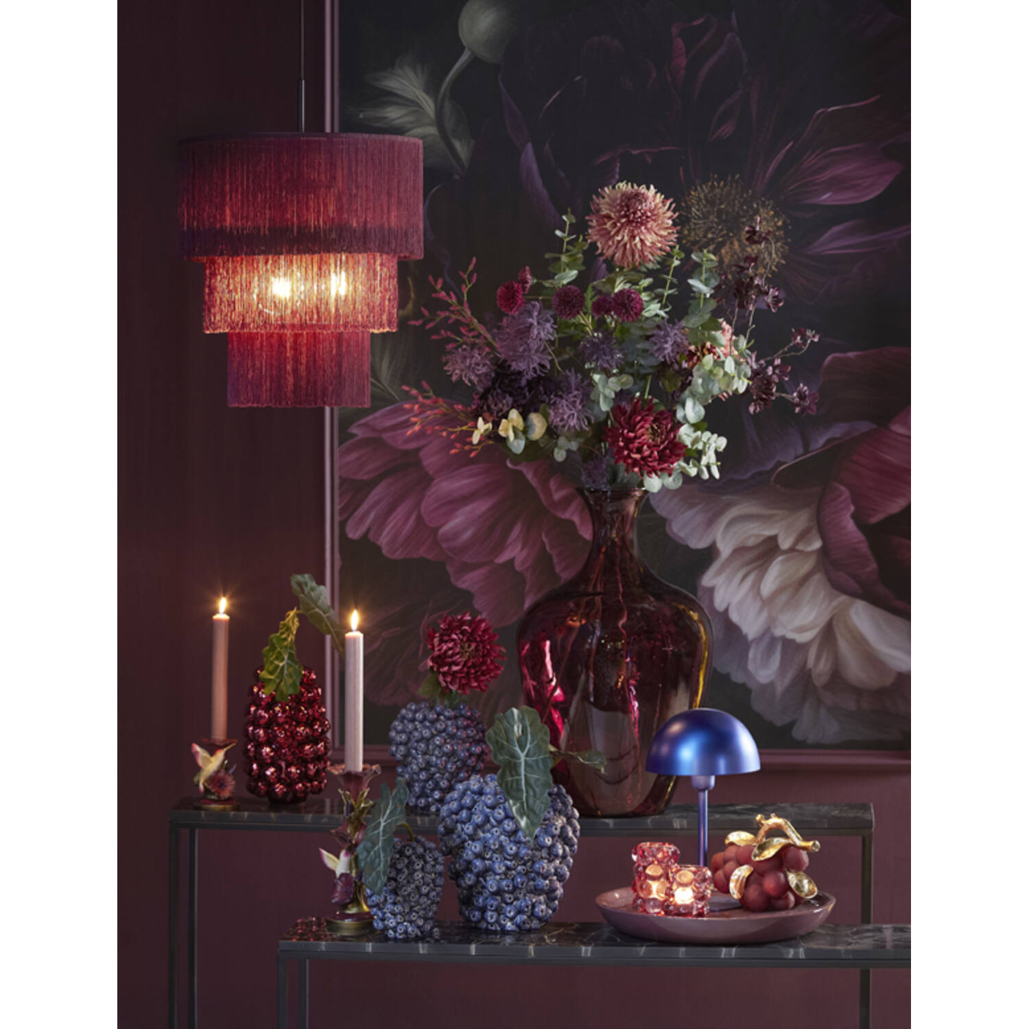 Hanging lamp 3L Ø45x50 cm MALAIKA dark purple