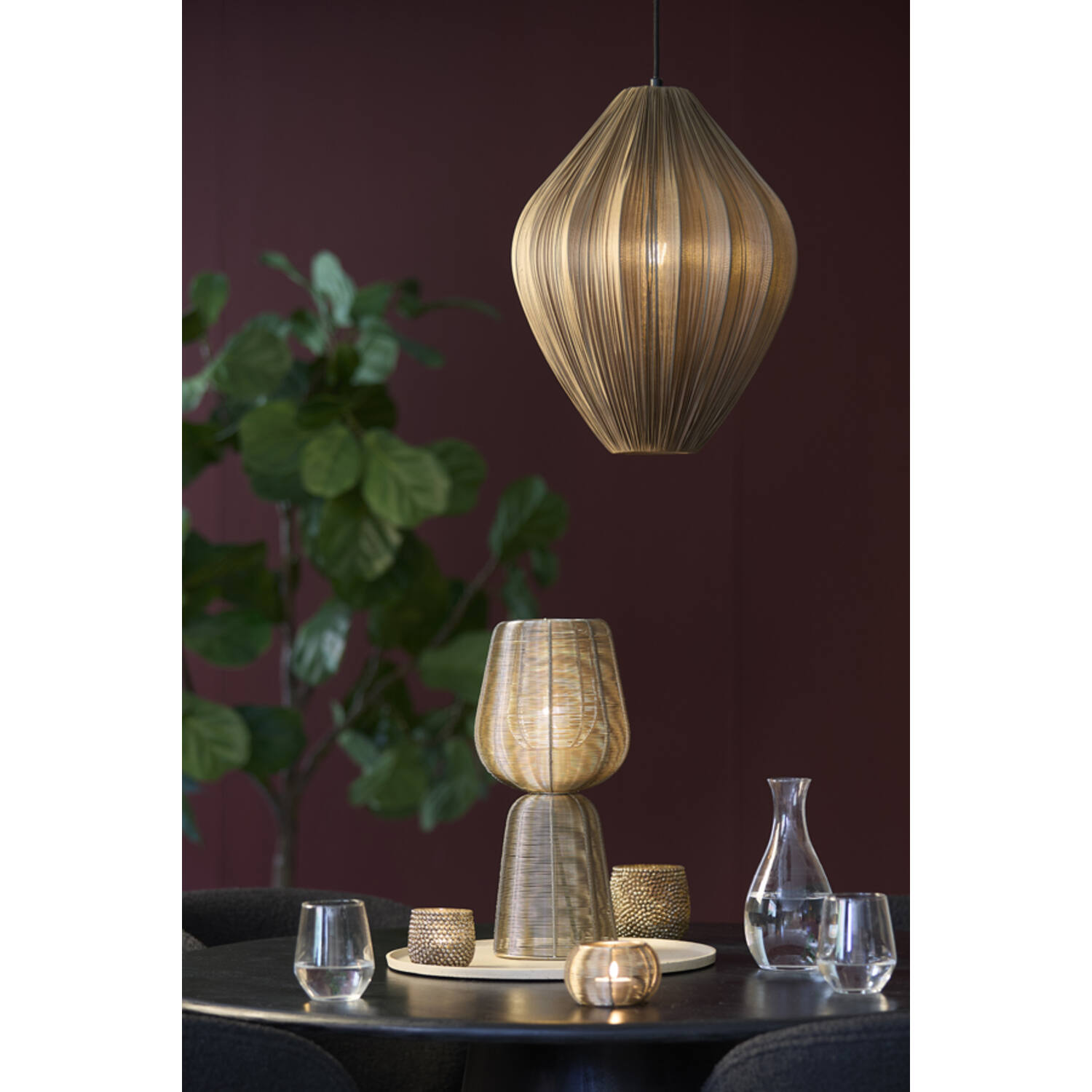 Hanglamp Ø36x44 cm VERITA brons-bruin