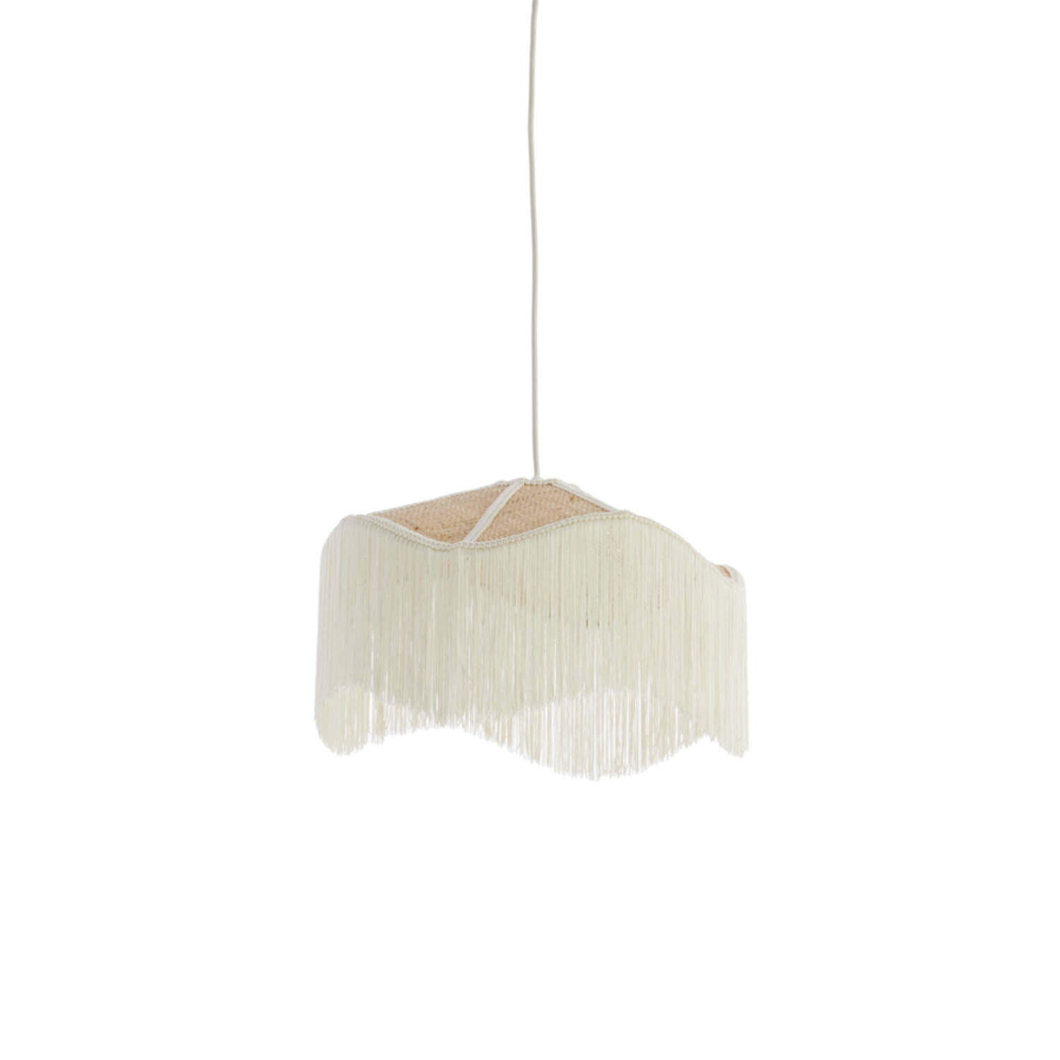 Hanging lamp Ø40x26 cm TIFFANY raffia natural+cream