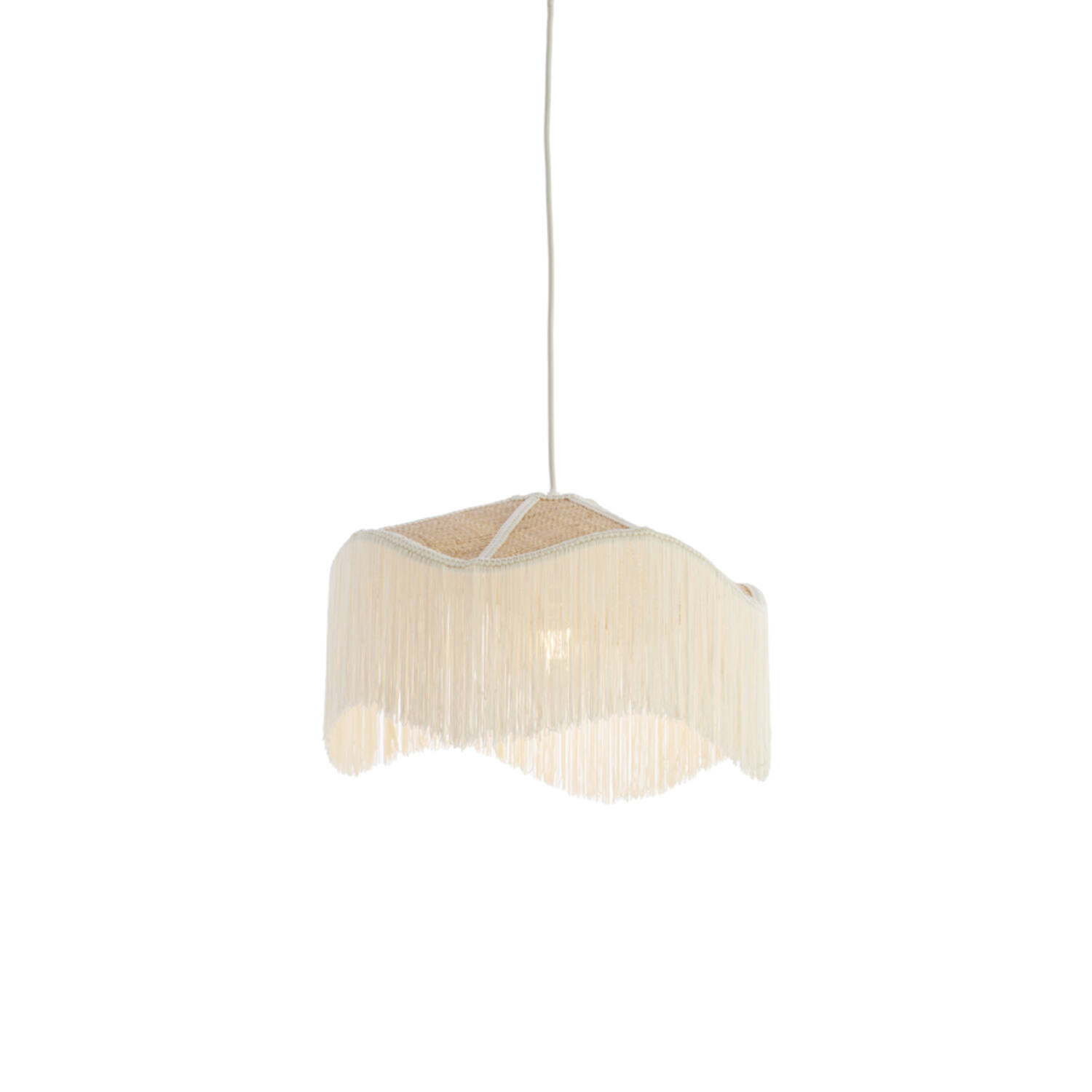 Hanging lamp Ø40x26 cm TIFFANY raffia natural+cream
