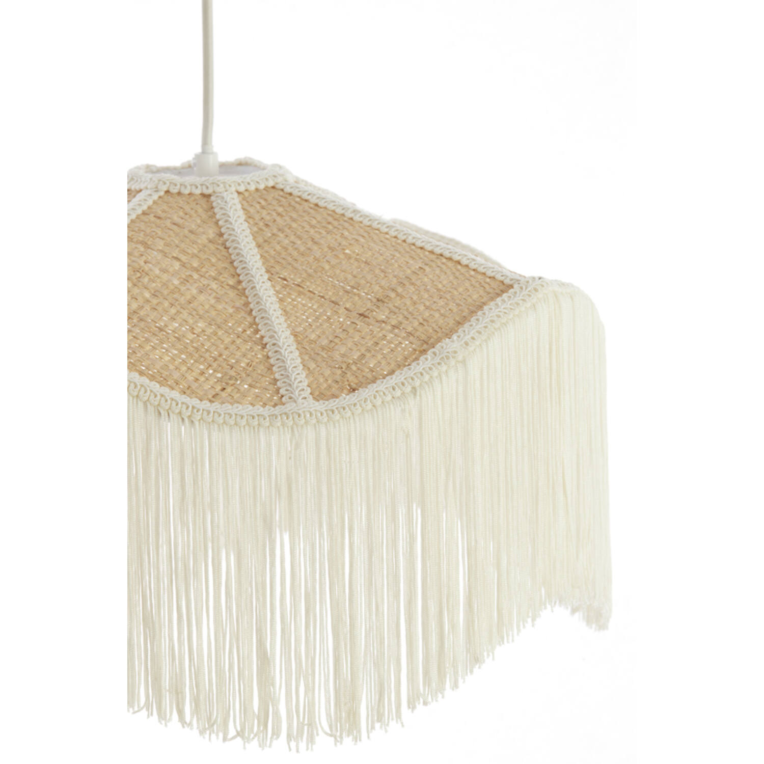 Hanging lamp Ø50x28 cm TIFFANY raffia natural+cream