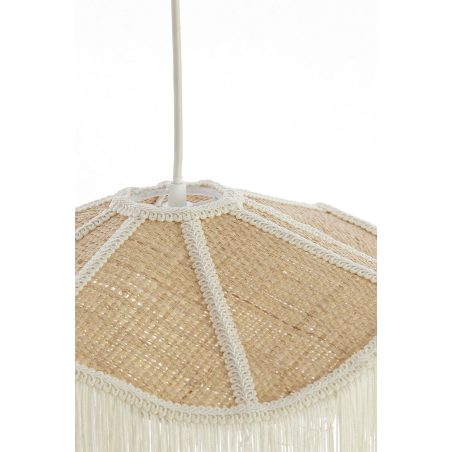 Hanging lamp Ø50x28 cm TIFFANY raffia natural+cream