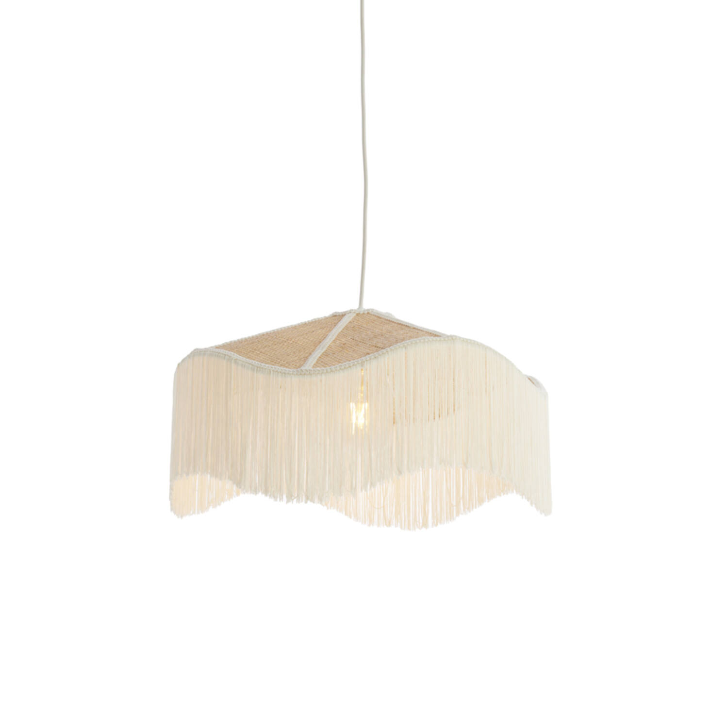 Hanging lamp Ø50x28 cm TIFFANY raffia natural+cream