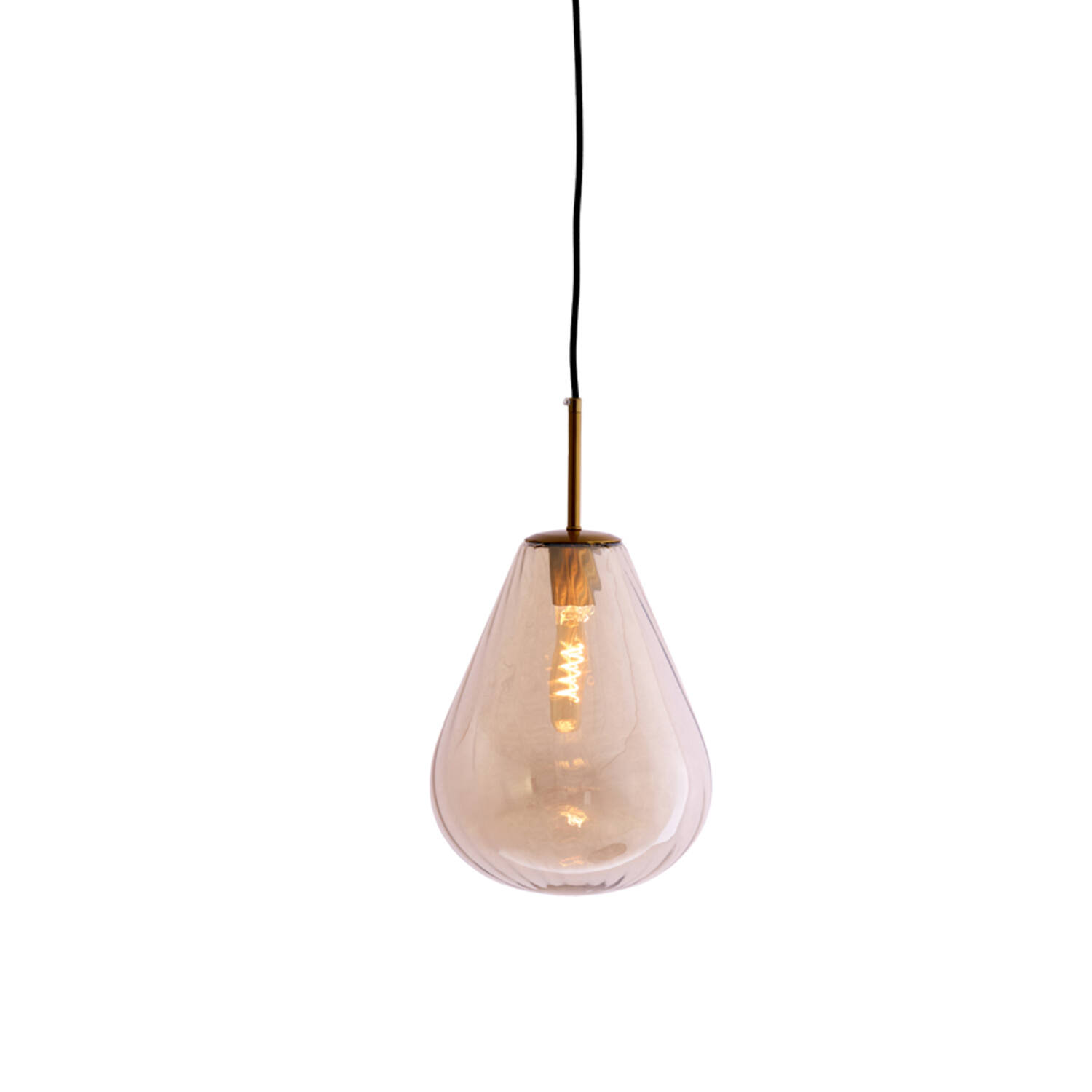 Hanging lamp Ø25x32 cm LEONA antique bronze+glass amber