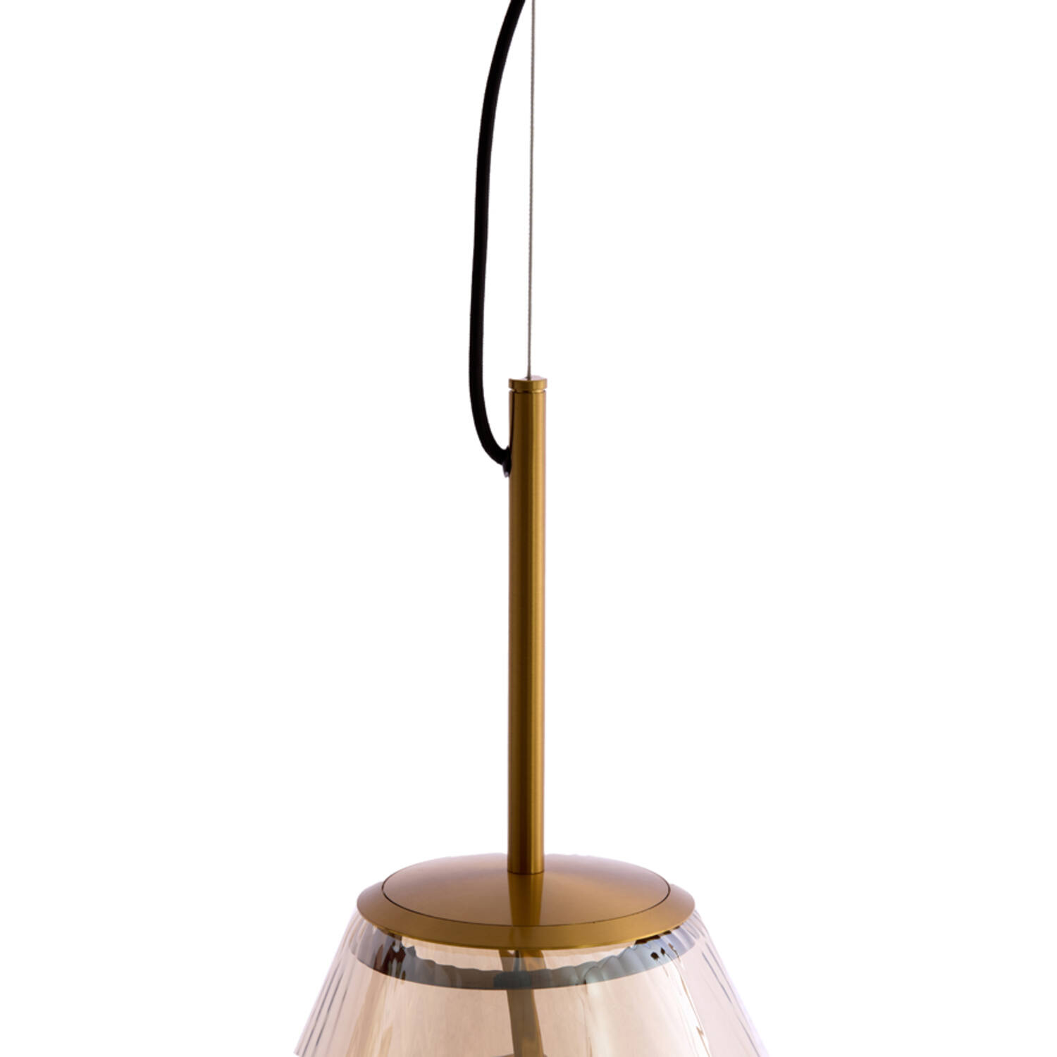 Hanging lamp Ø33x43 cm LEONA antique bronze+glass amber